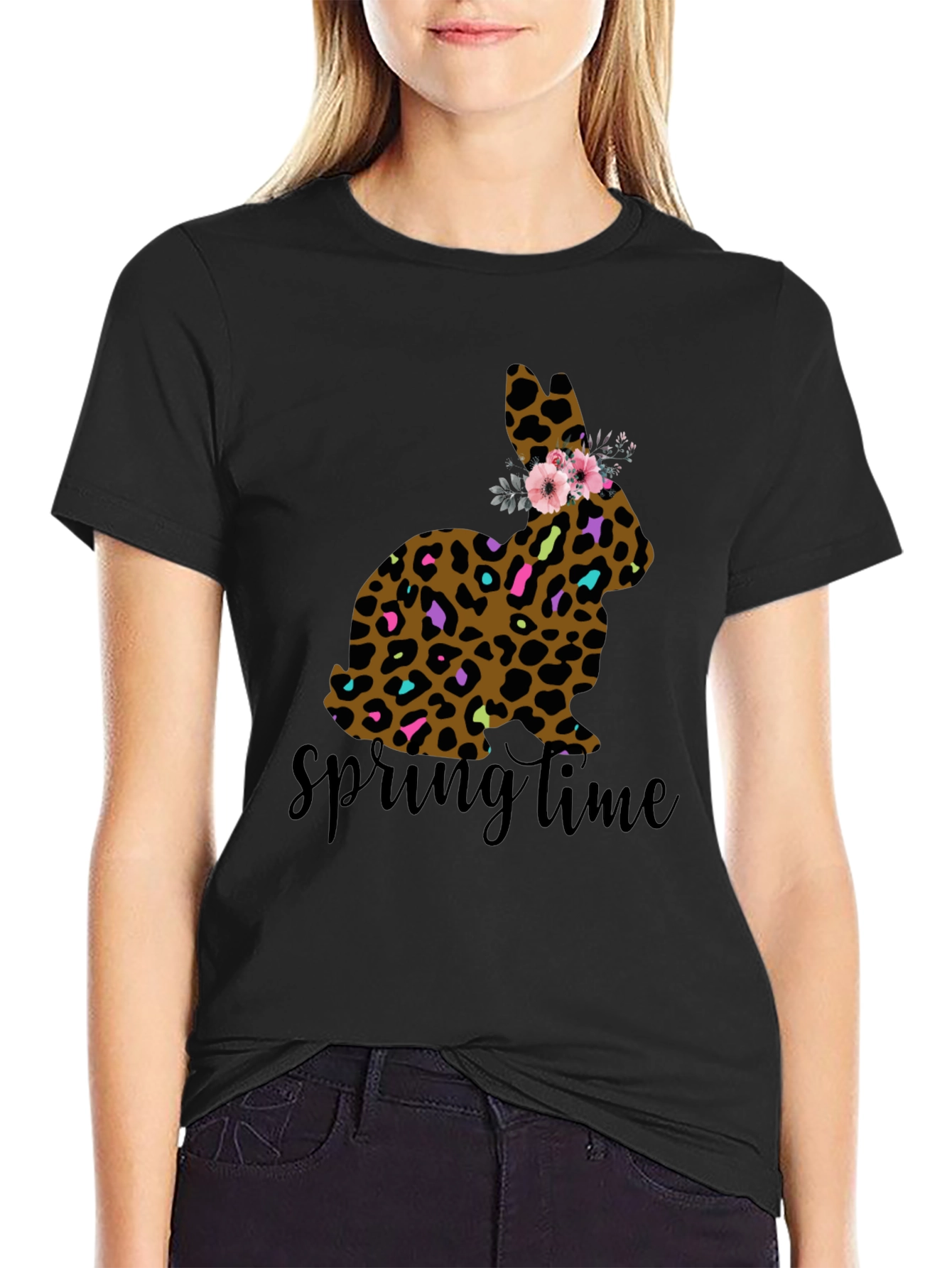 Leopard Print Easter Bunny Springtime T-Shirt
