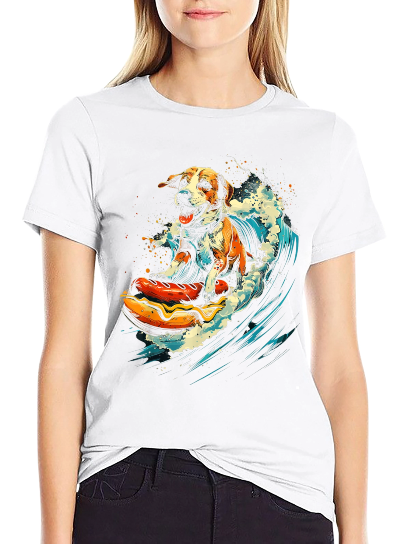 Dog Surfing Hotdog T-Shirt