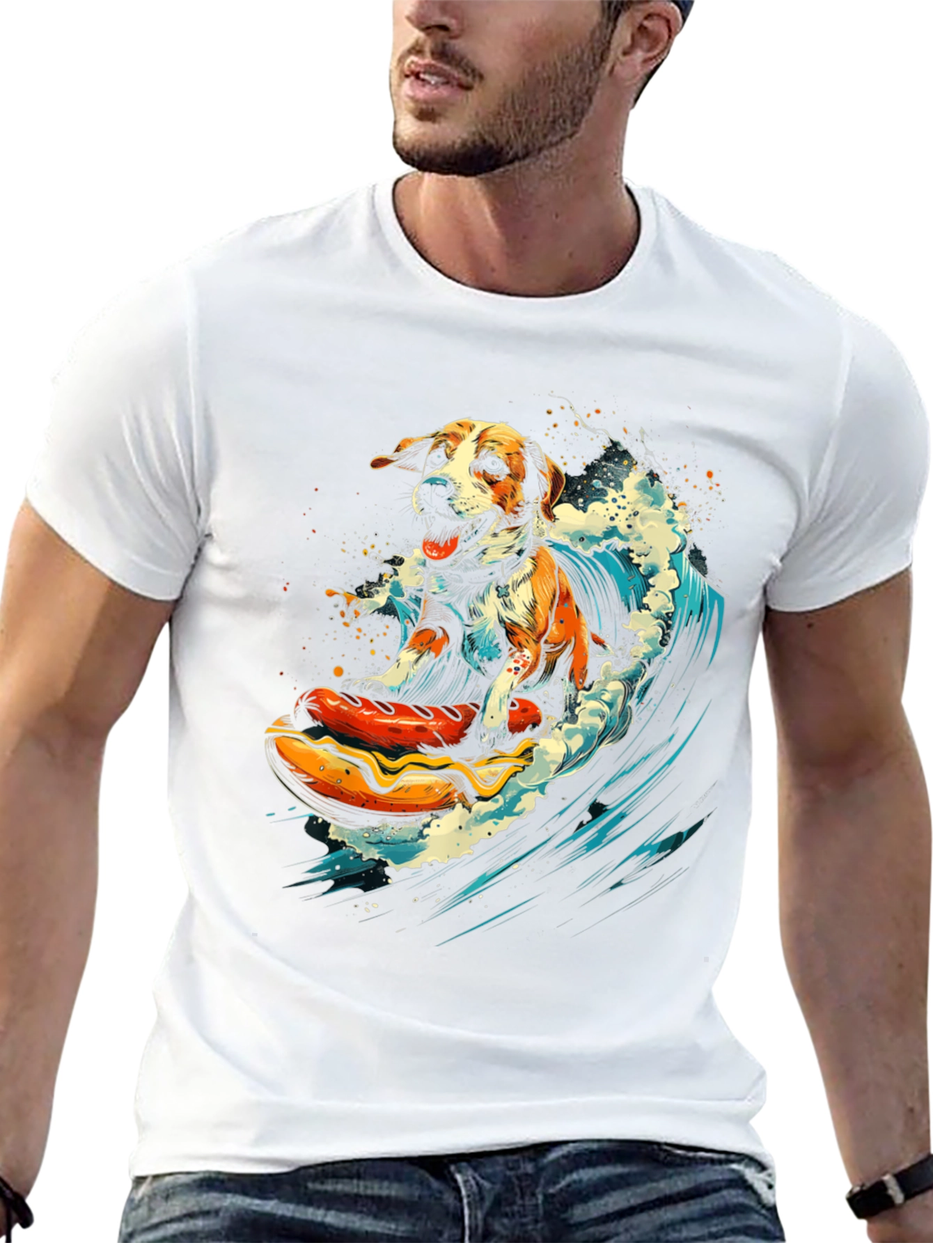 Dog Surfing Hotdog T-Shirt
