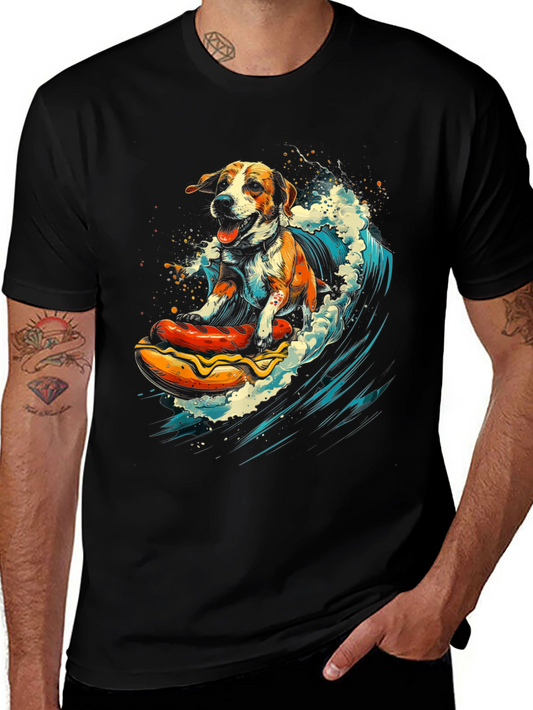 Dog Surfing Hotdog T-Shirt