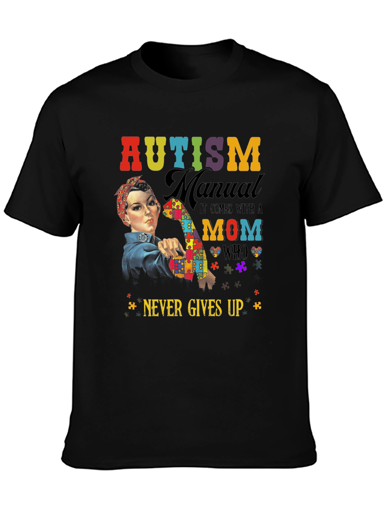 Autism Mom Strong Graphic T-Shirt