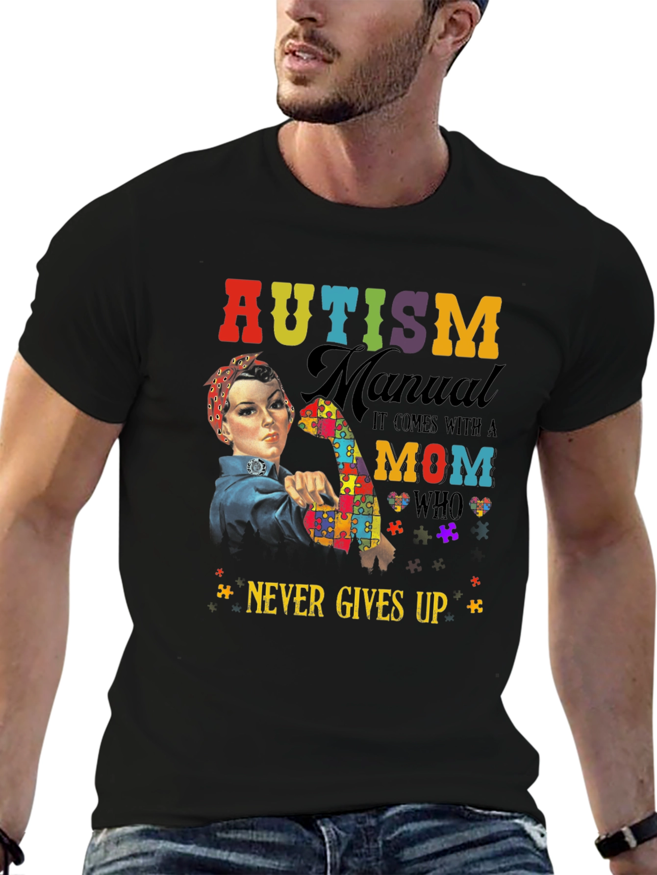 Autism Mom Strong Graphic T-Shirt