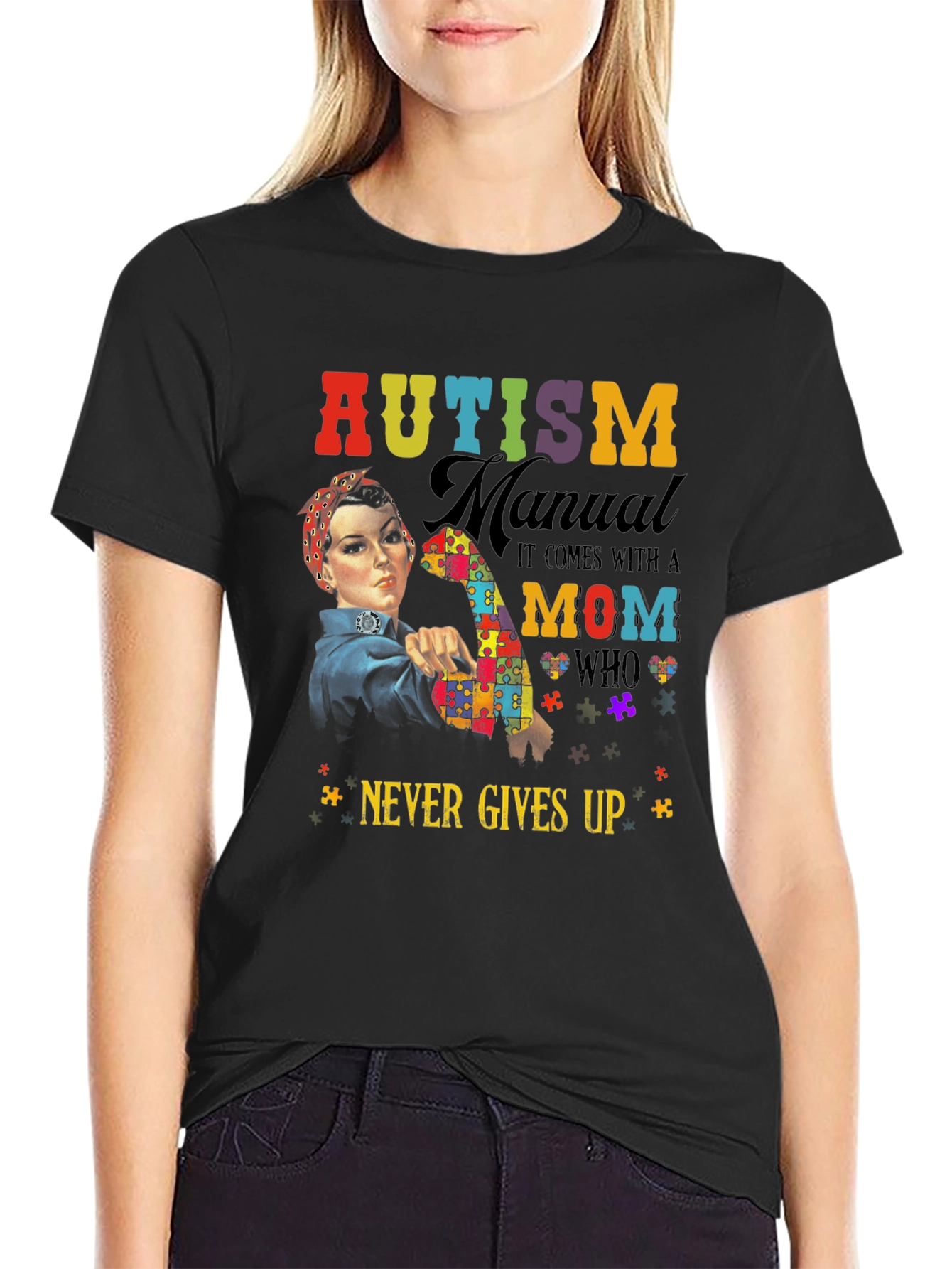 Autism Mom Strong Graphic T-Shirt