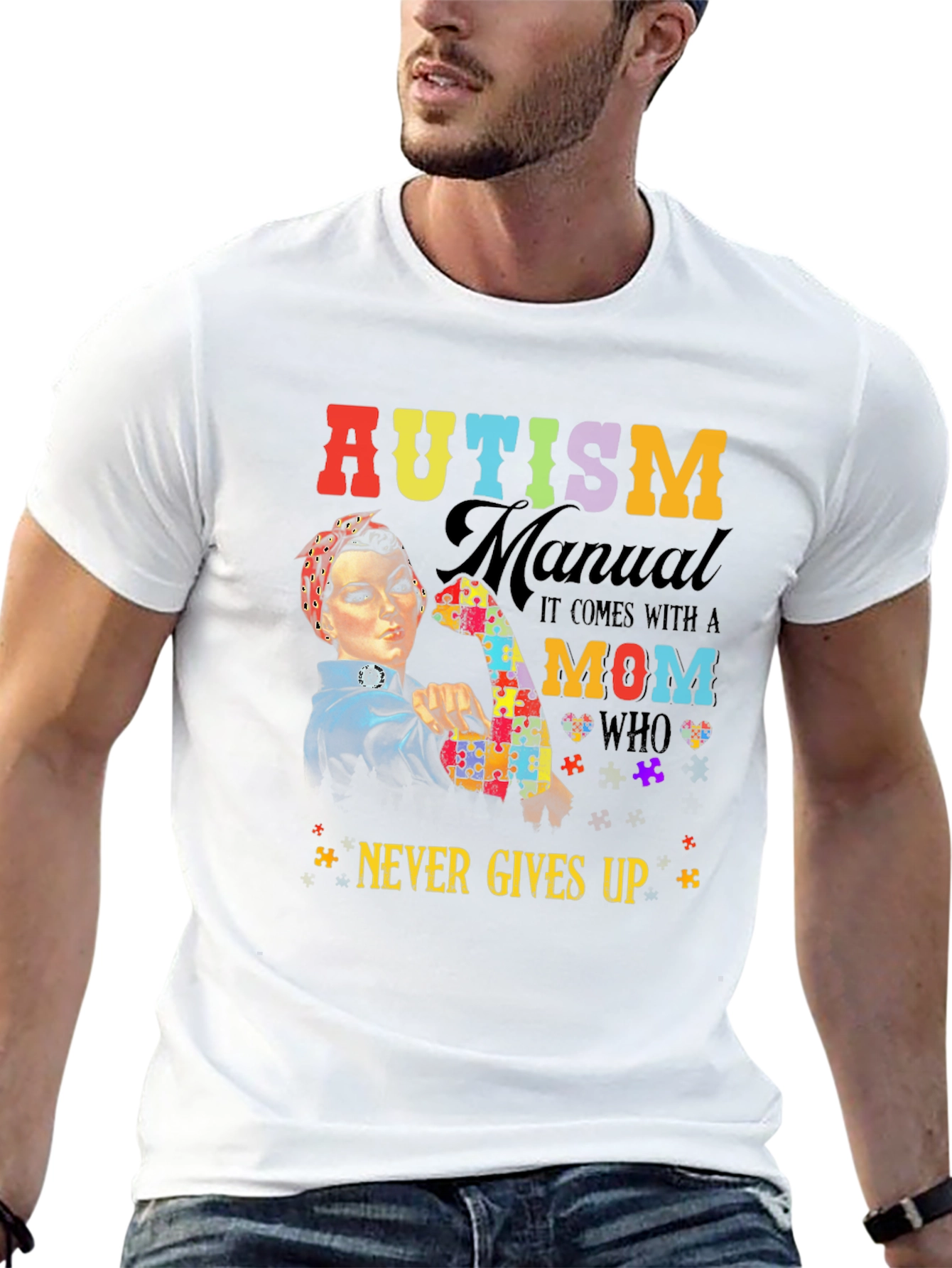 Autism Mom Strong Graphic T-Shirt