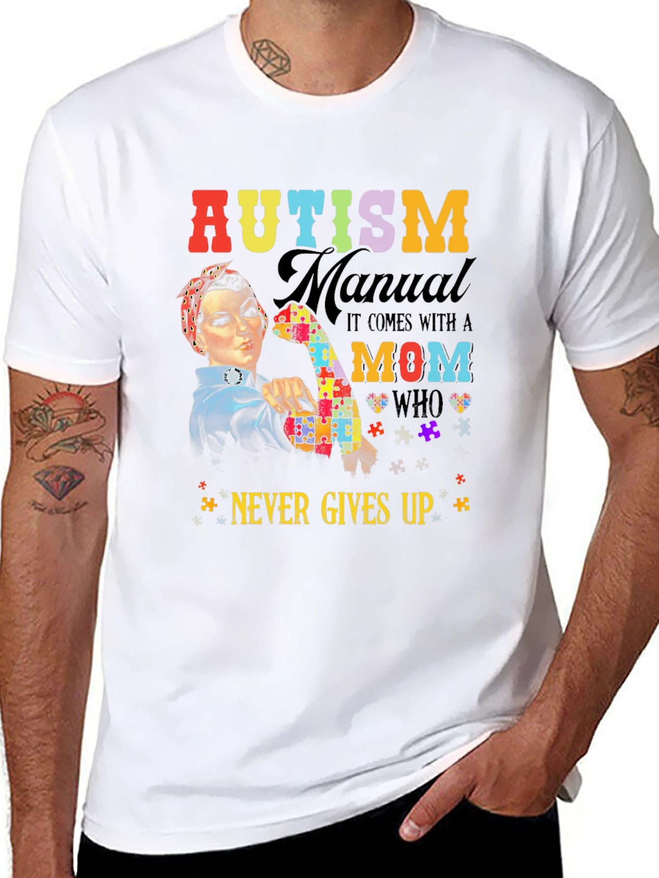 Autism Mom Strong Graphic T-Shirt