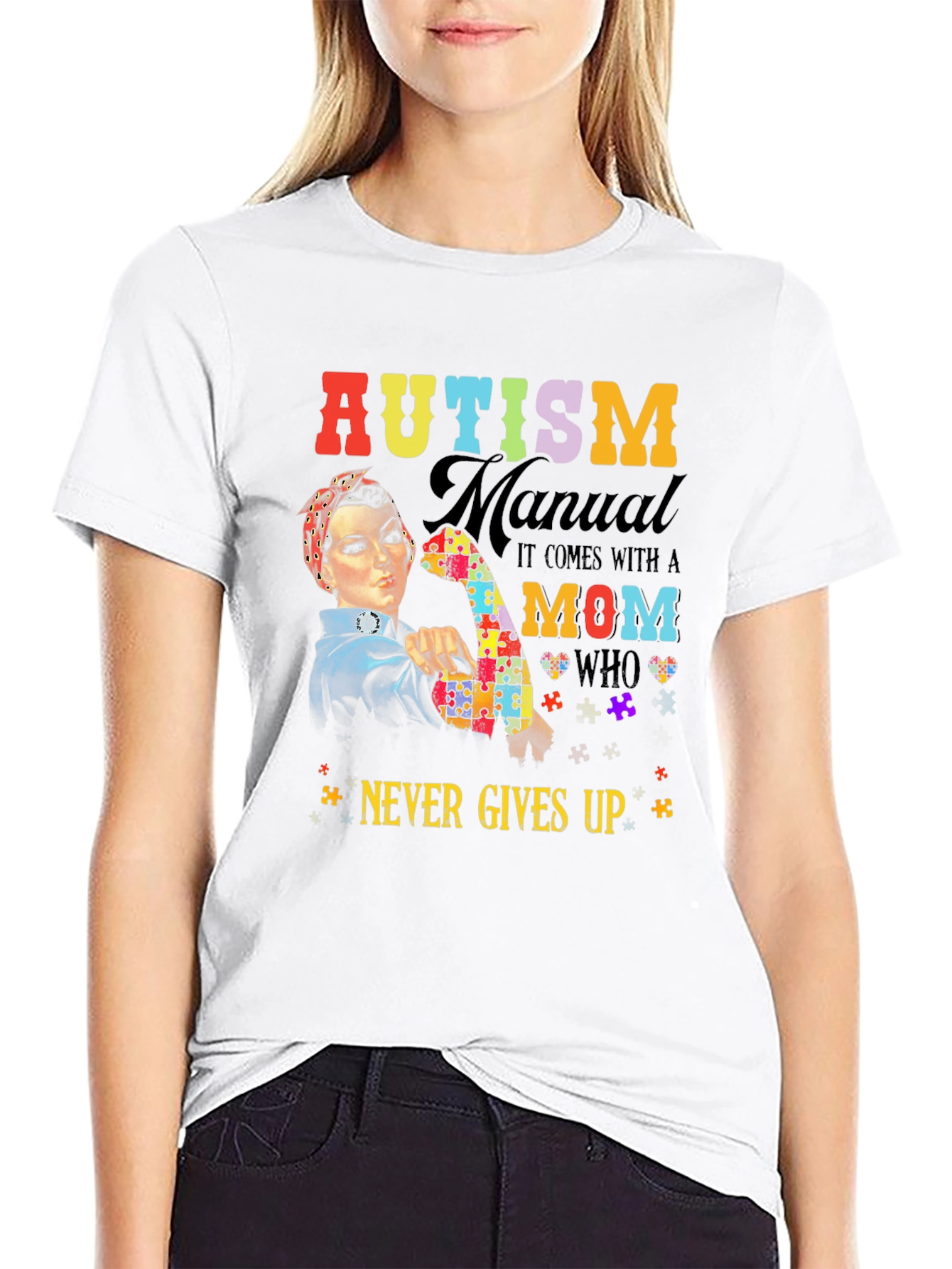 Autism Mom Strong Graphic T-Shirt