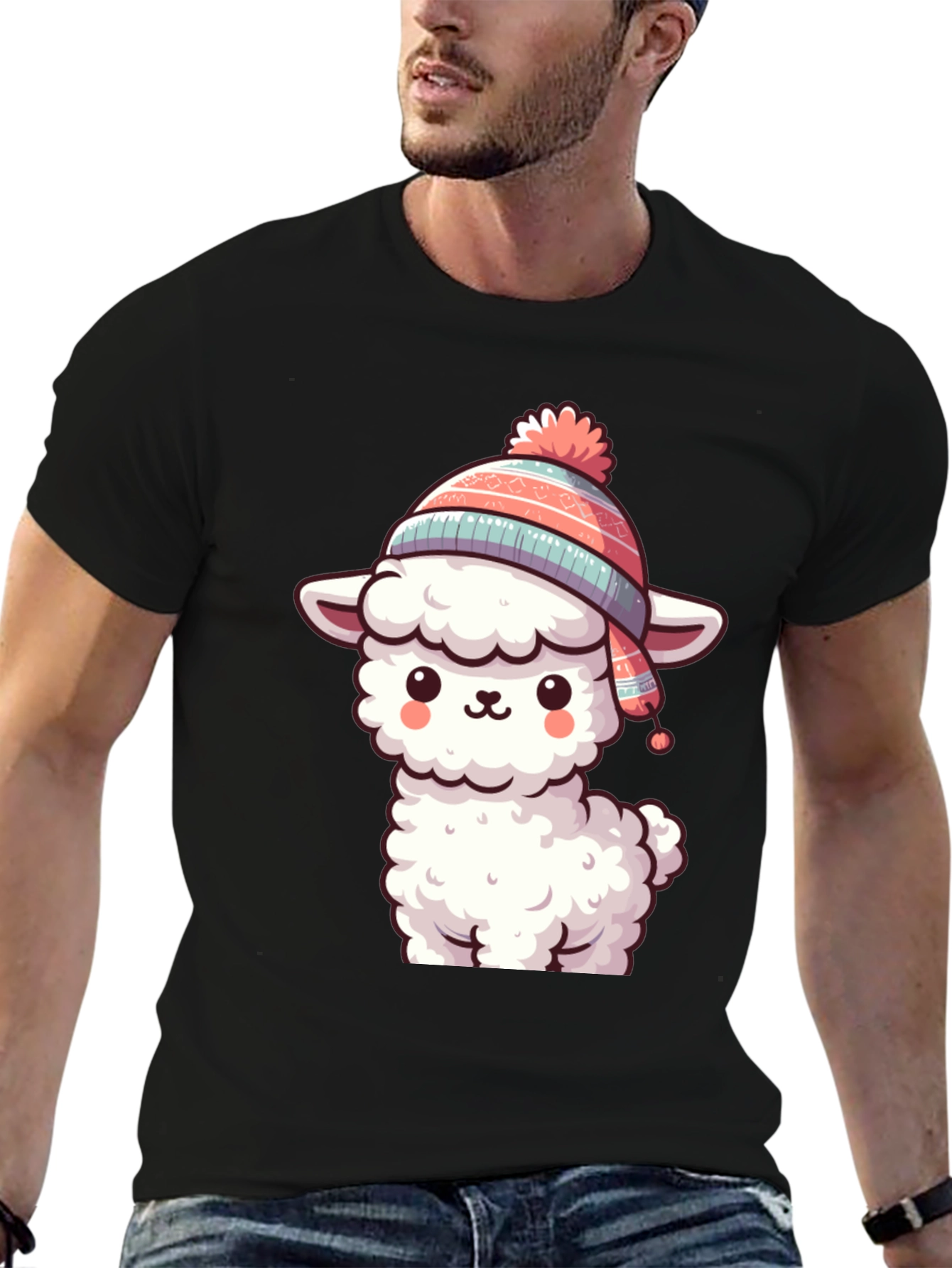 Cute Llama in Hat Graphic Tee