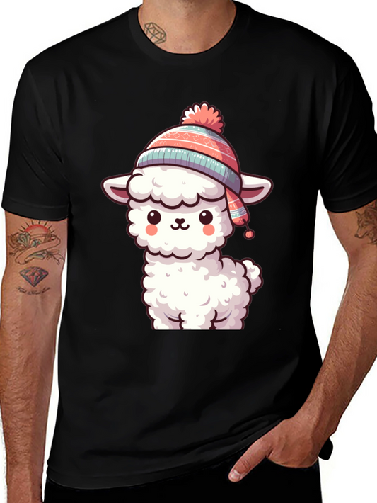 Cute Llama in Hat Graphic Tee