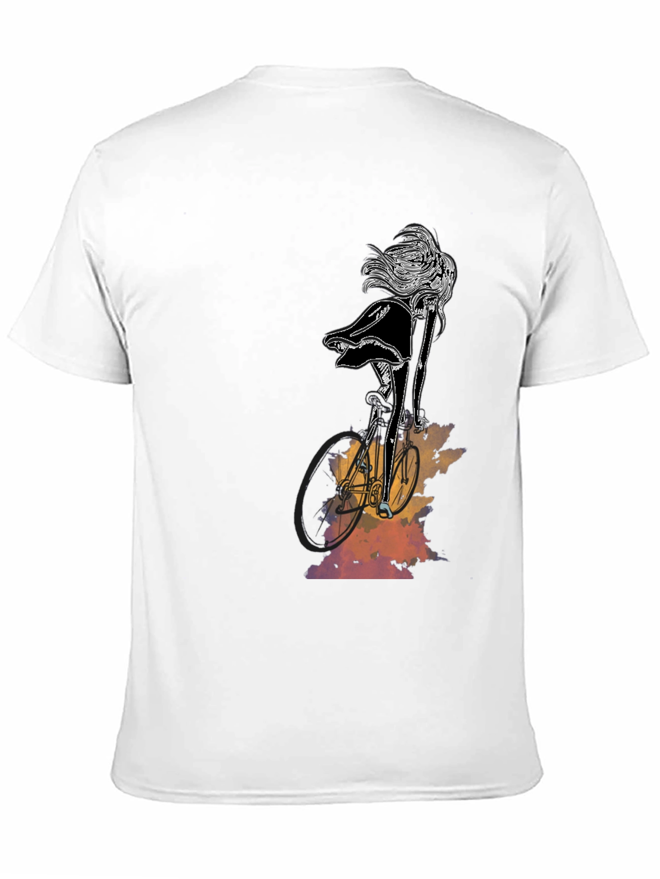 Stylish Black Graphic Tee - Woman on Bike
