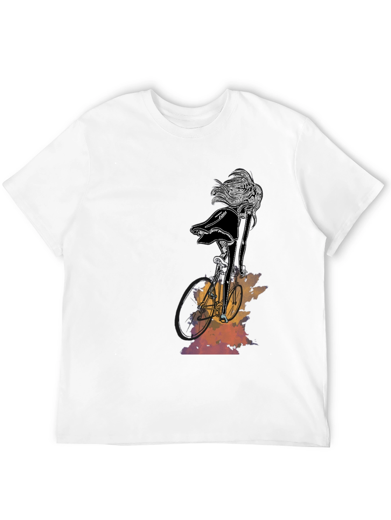 Stylish Black Graphic Tee - Woman on Bike
