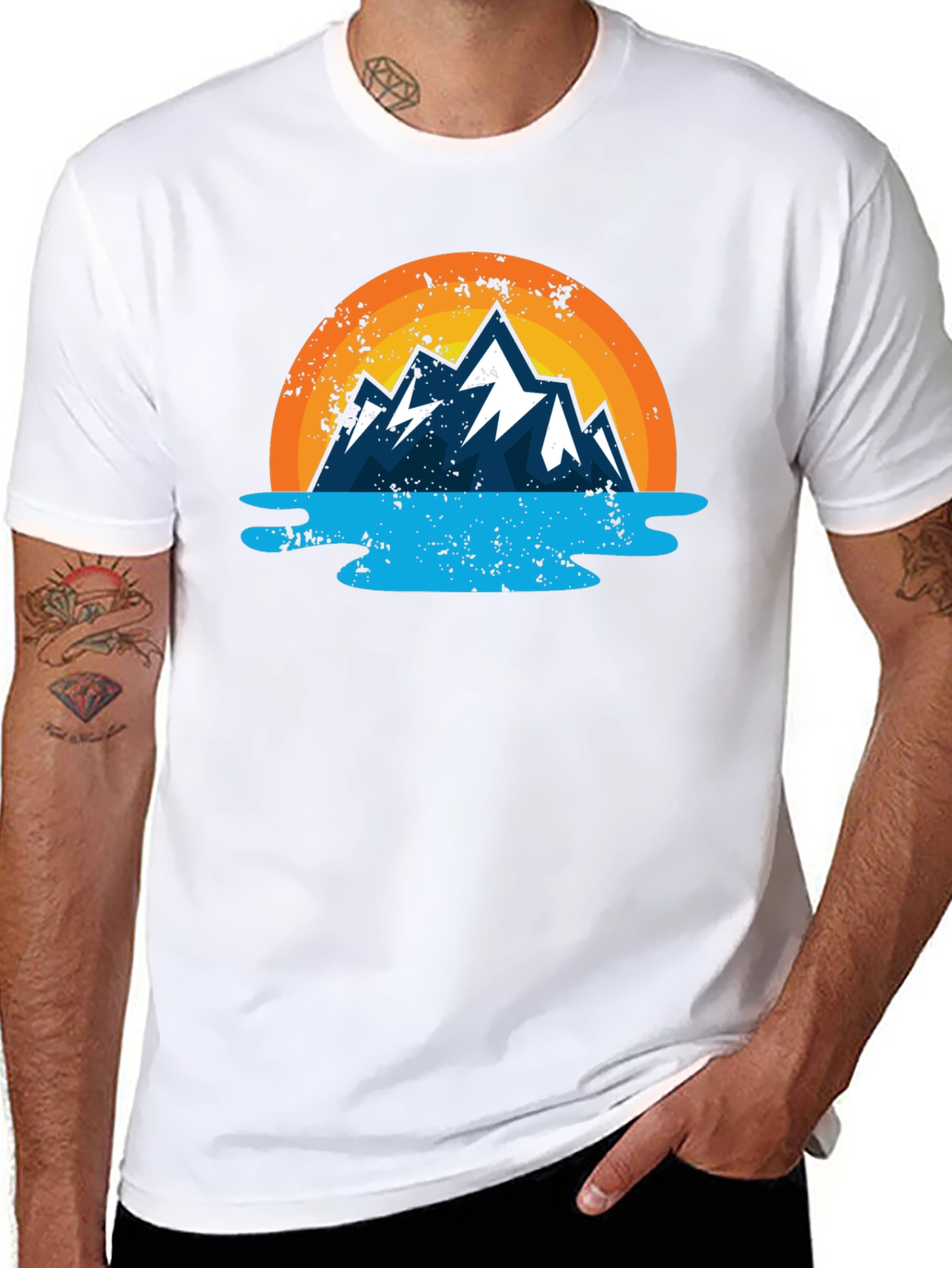 Mountain Graphic Black Tee - Nature Inspired Design