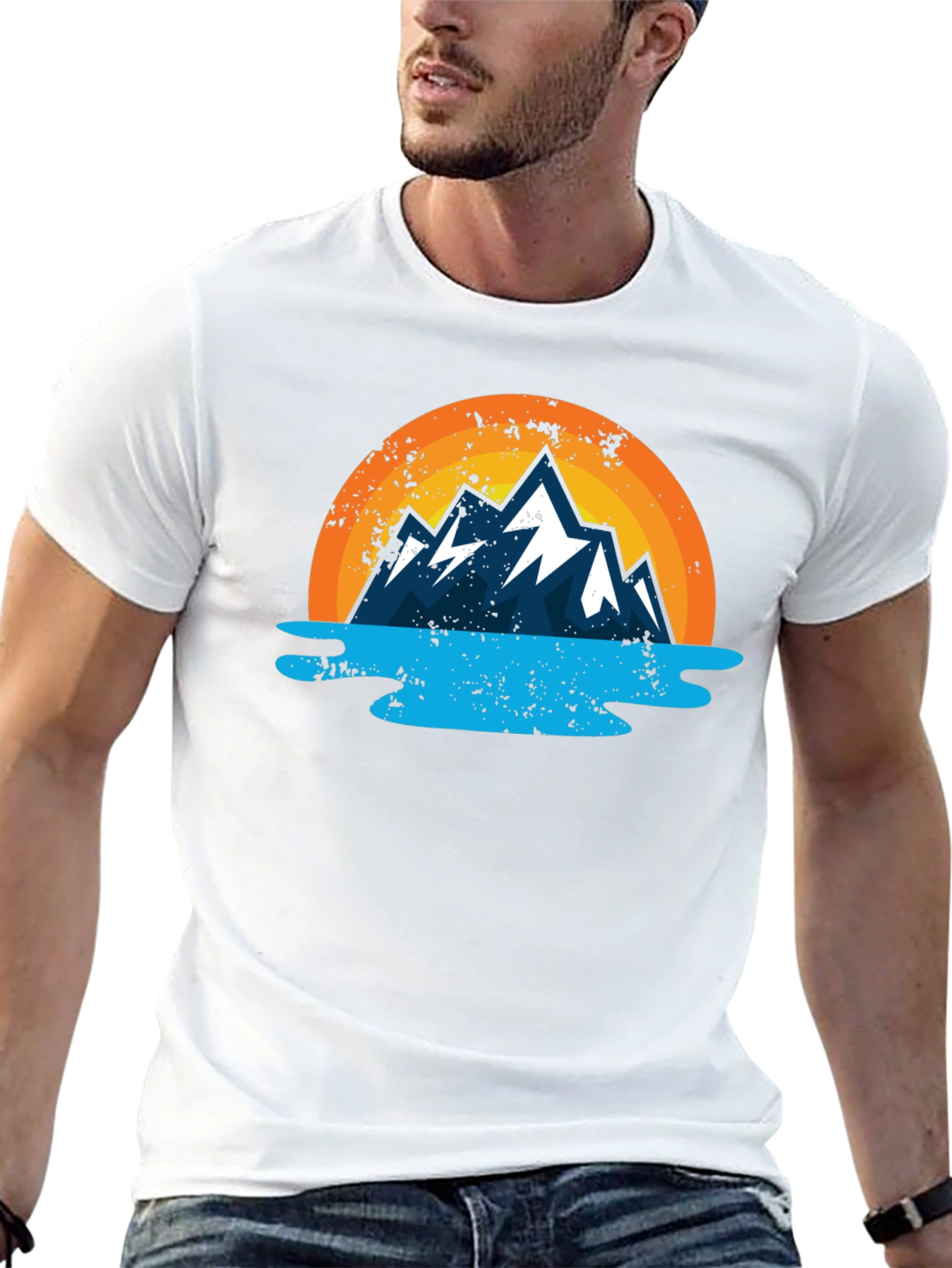 Mountain Graphic Black Tee - Nature Inspired Design