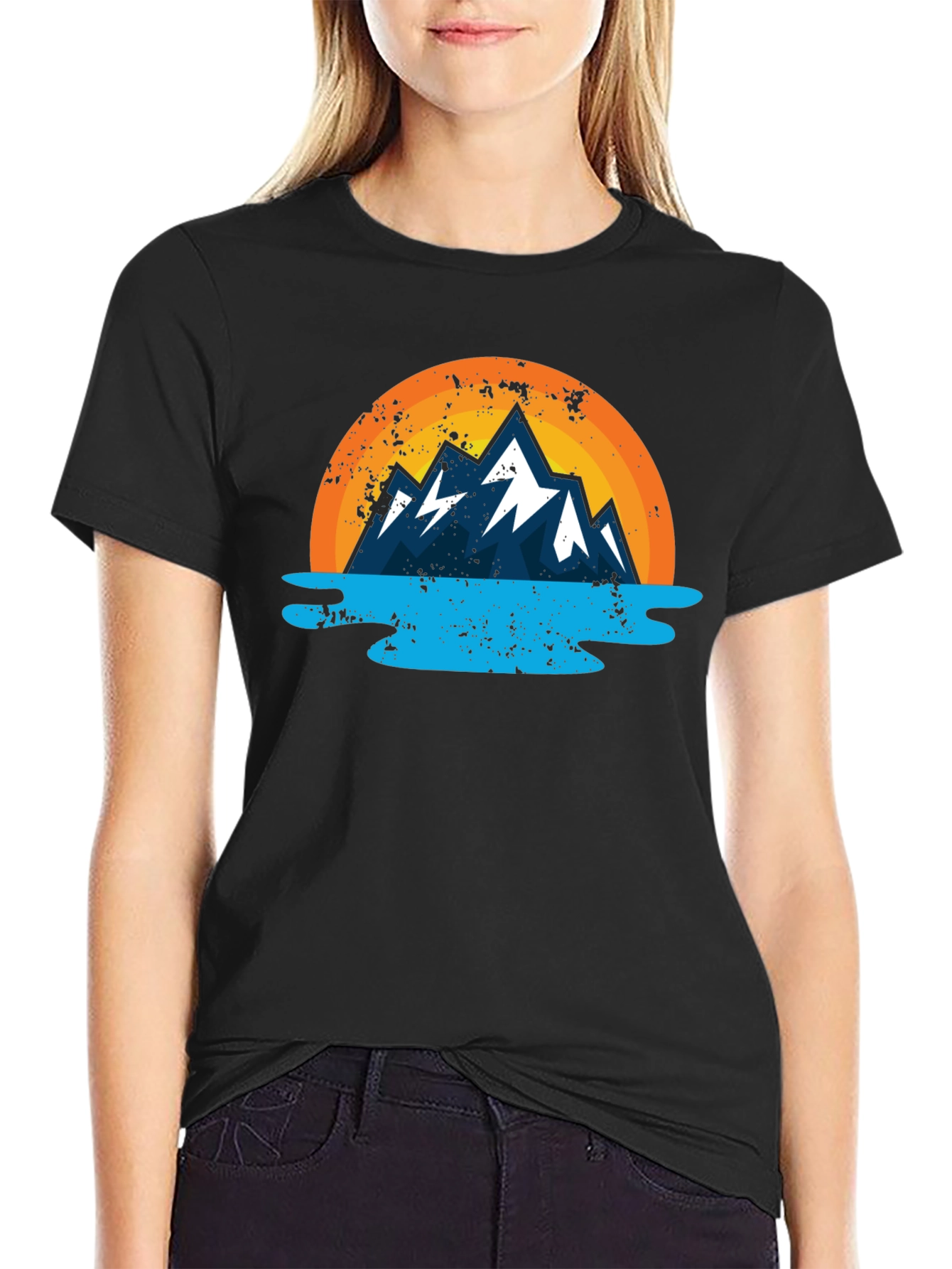 Mountain Graphic Black Tee - Nature Inspired Design