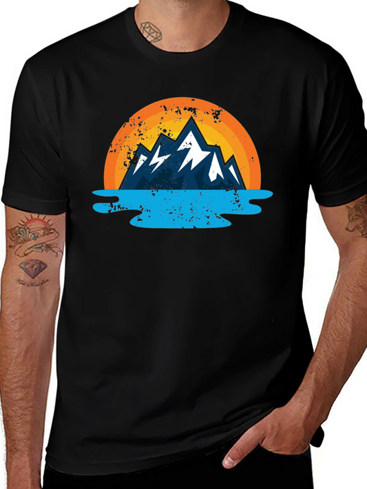Mountain Graphic Black Tee - Nature Inspired Design