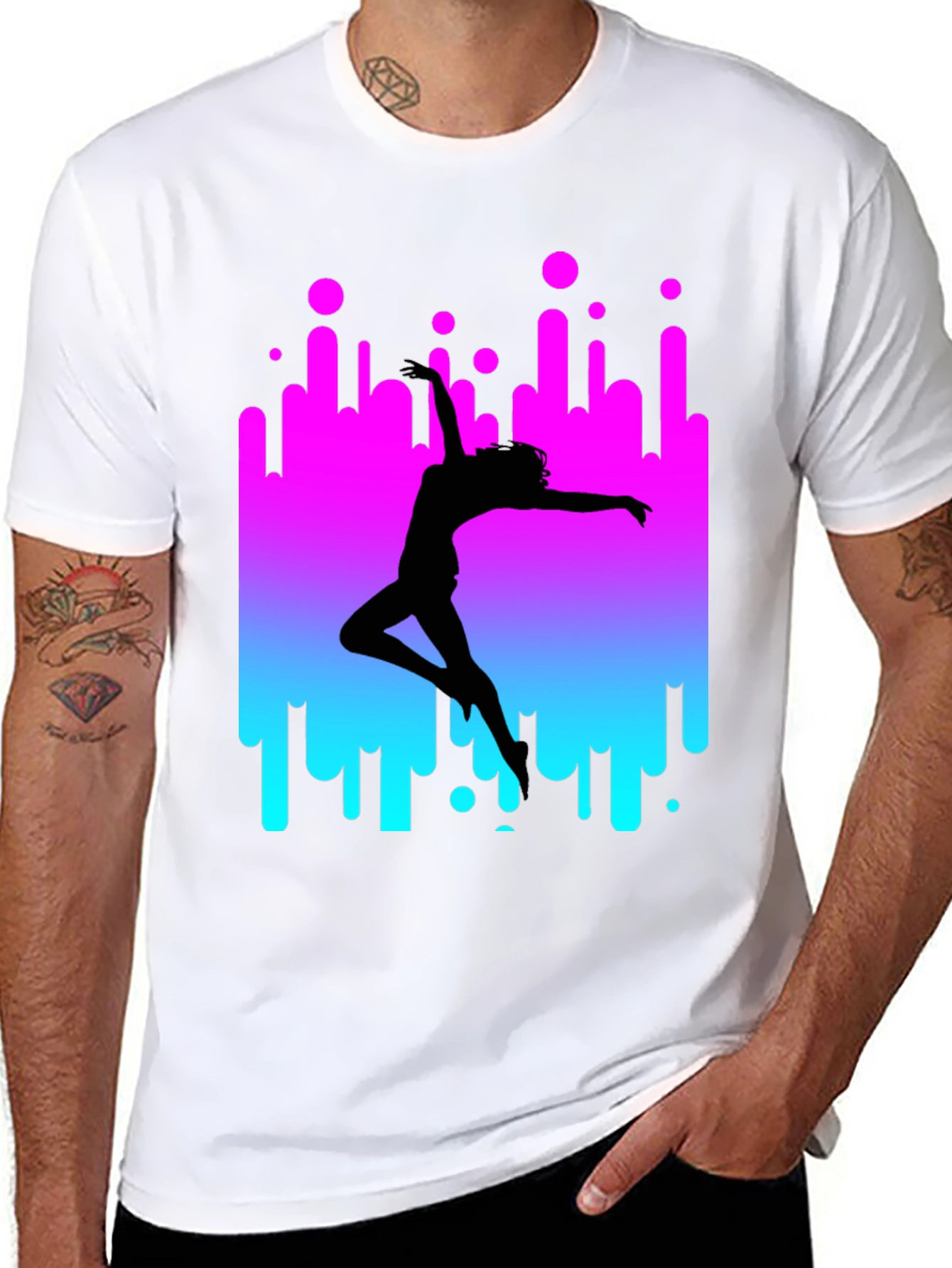 Dancer Silhouette Graphic Tee - Retro Style Black T-Shirt