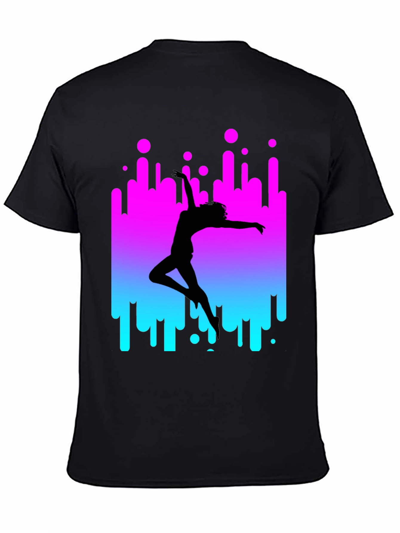 Dancer Silhouette Graphic Tee - Retro Style Black T-Shirt