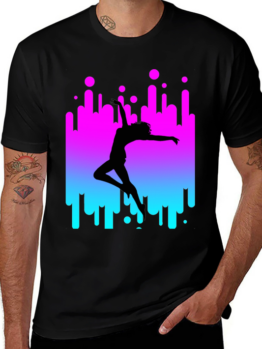 Dancer Silhouette Graphic Tee - Retro Style Black T-Shirt