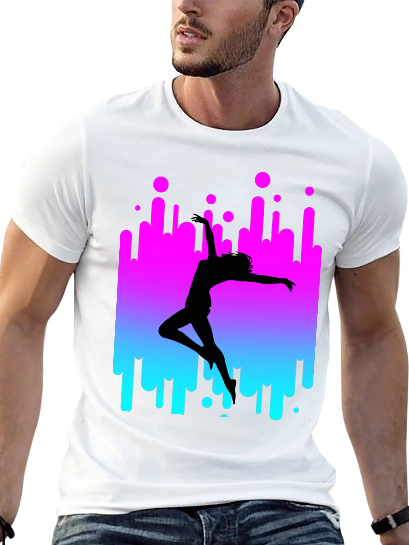 Dancer Silhouette Graphic Tee - Retro Style Black T-Shirt