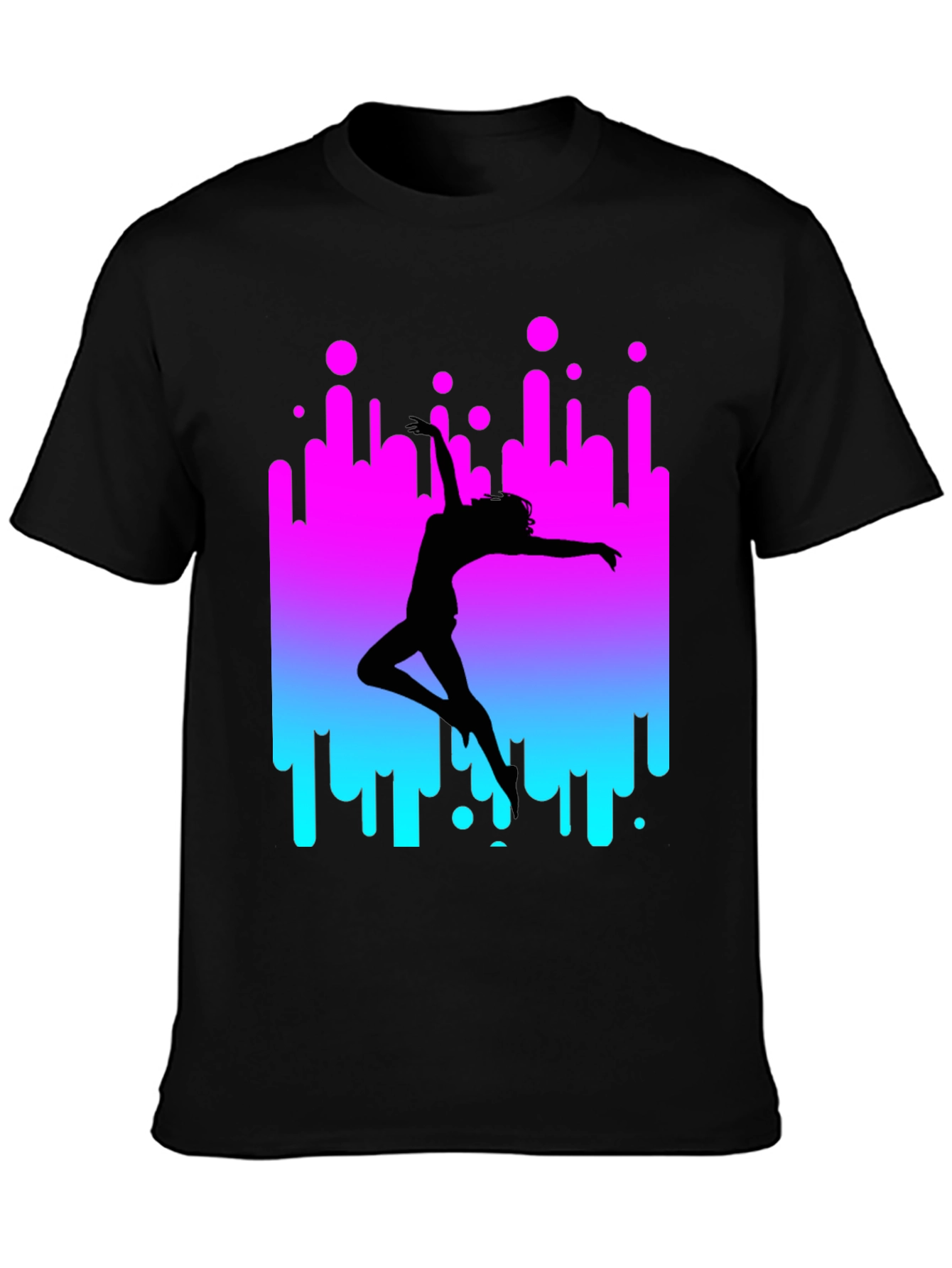 Dancer Silhouette Graphic Tee - Retro Style Black T-Shirt