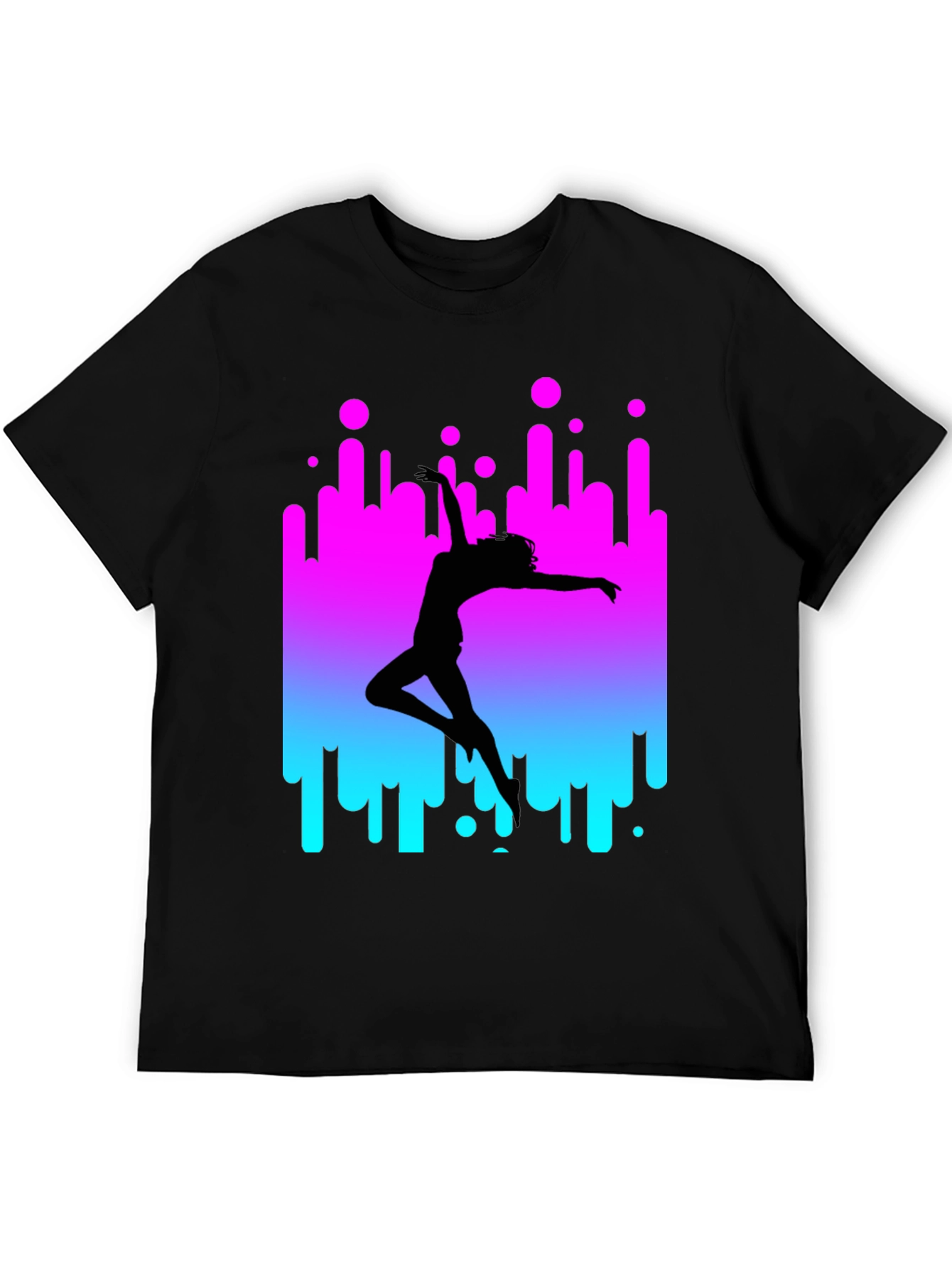 Dancer Silhouette Graphic Tee - Retro Style Black T-Shirt