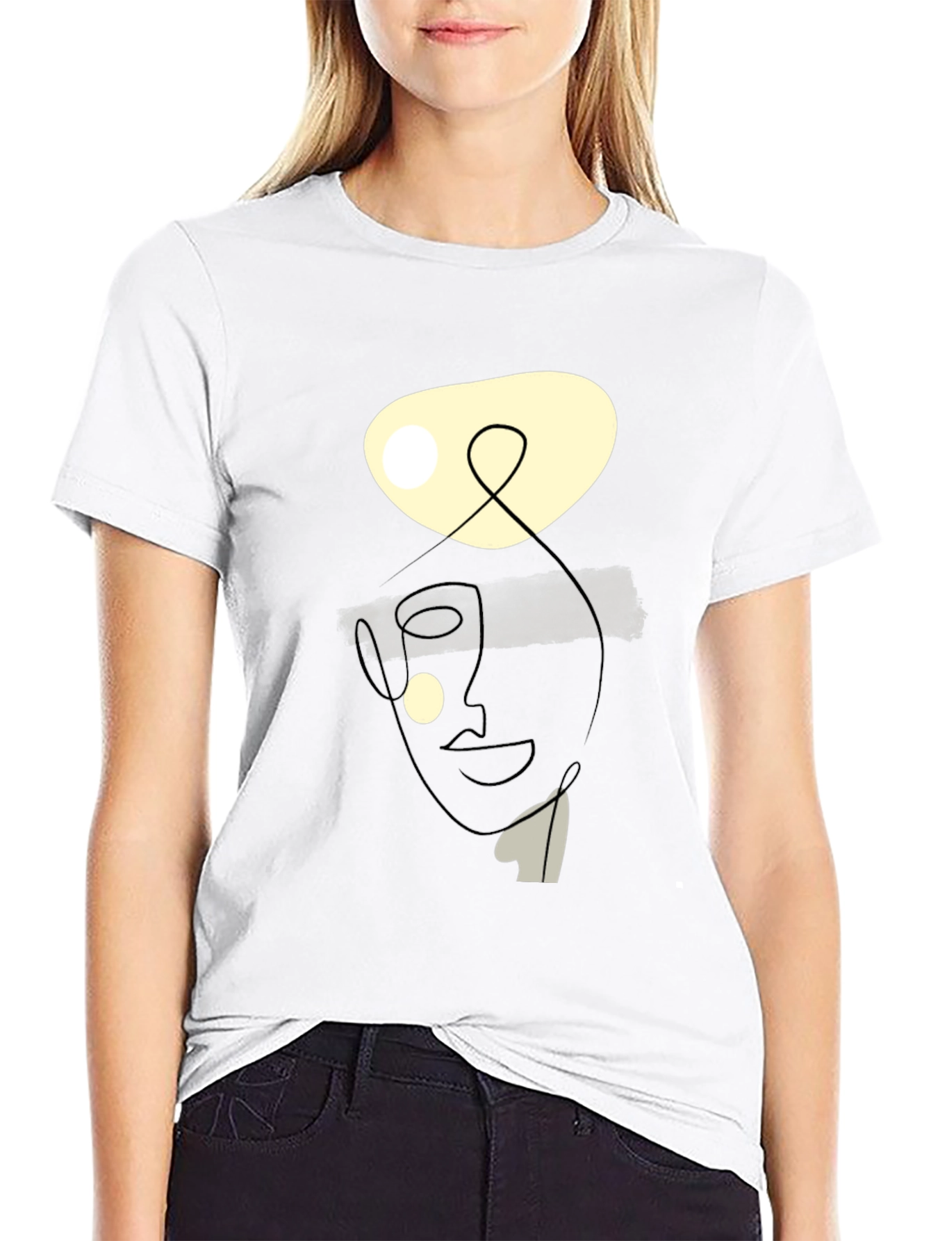 Abstract Face Graphic Tee - Modern Art Shirt