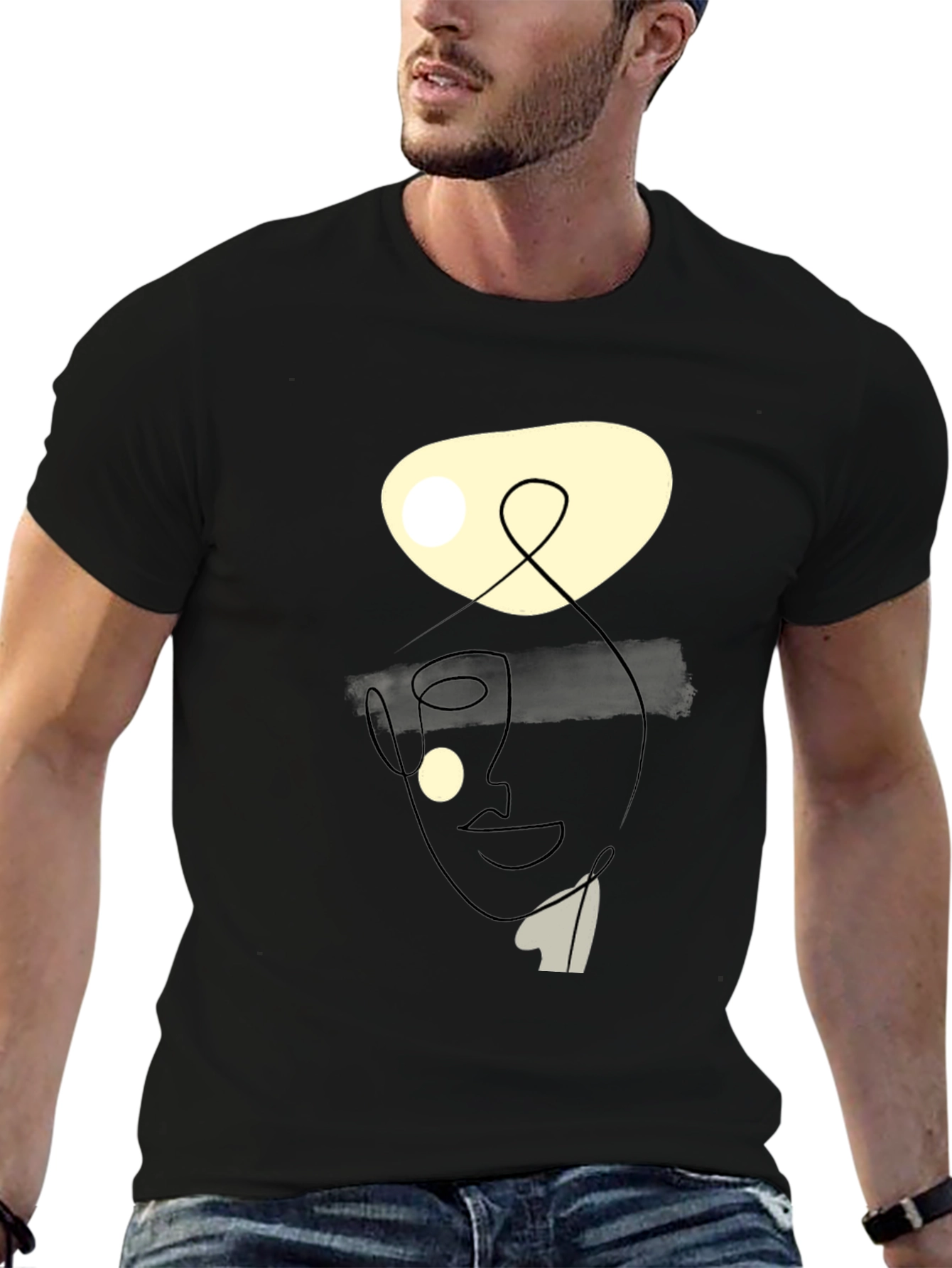 Abstract Face Graphic Tee - Modern Art Shirt