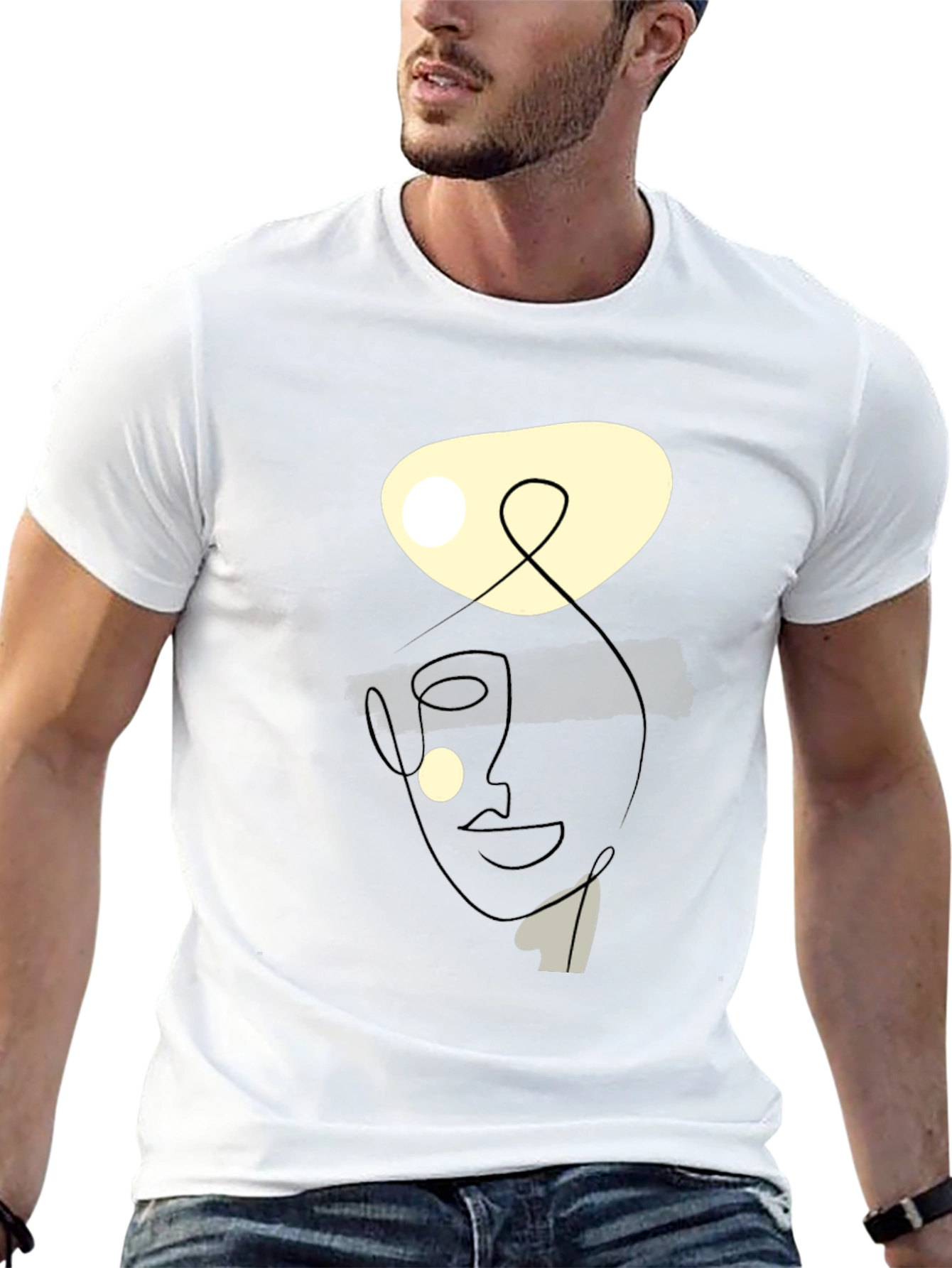 Abstract Face Graphic Tee - Modern Art Shirt