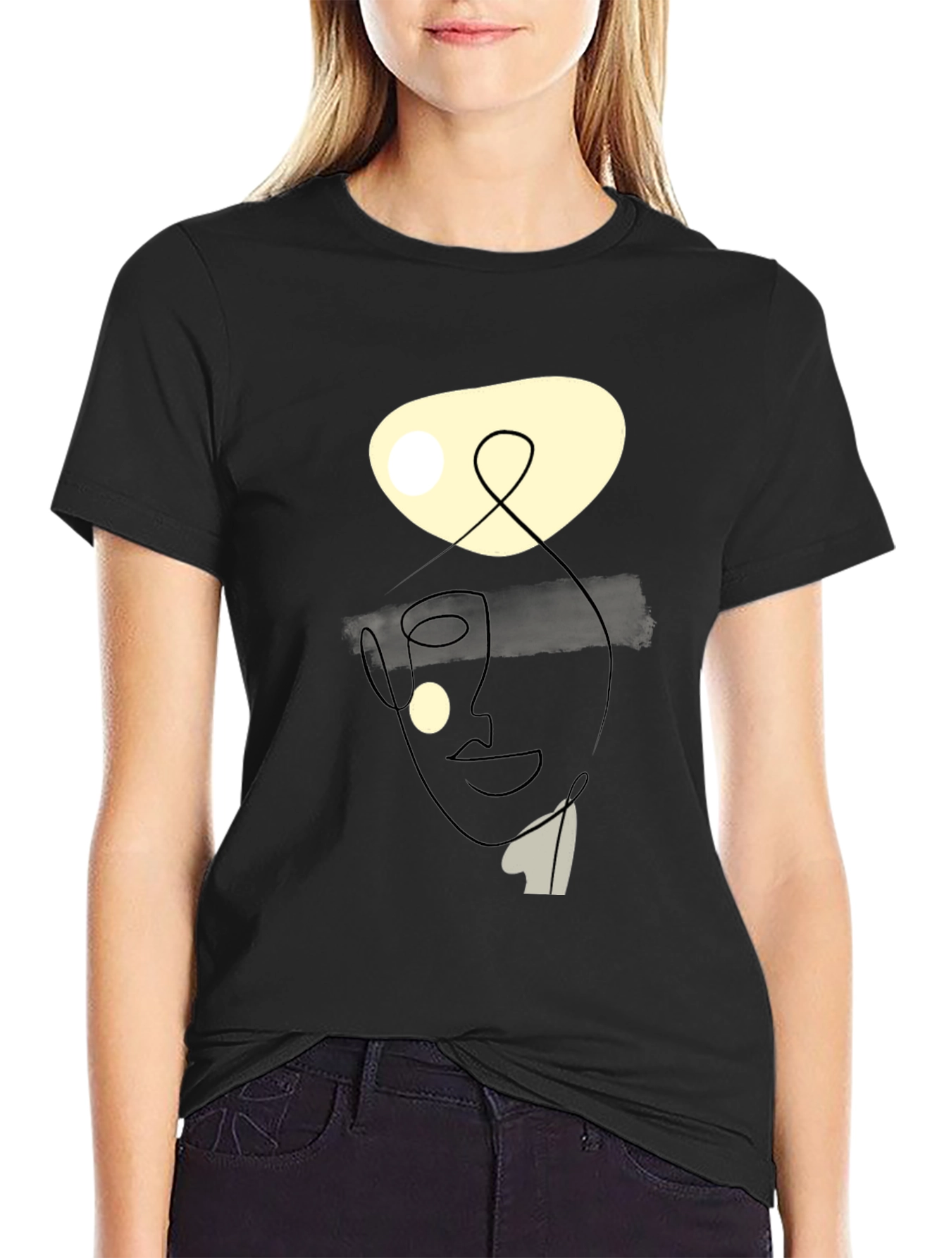 Abstract Face Graphic Tee - Modern Art Shirt