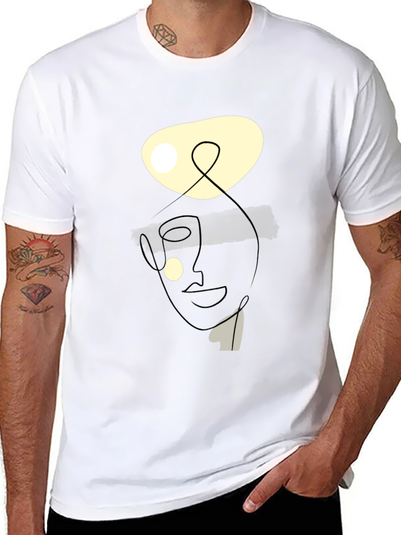 Abstract Face Graphic Tee - Modern Art Shirt