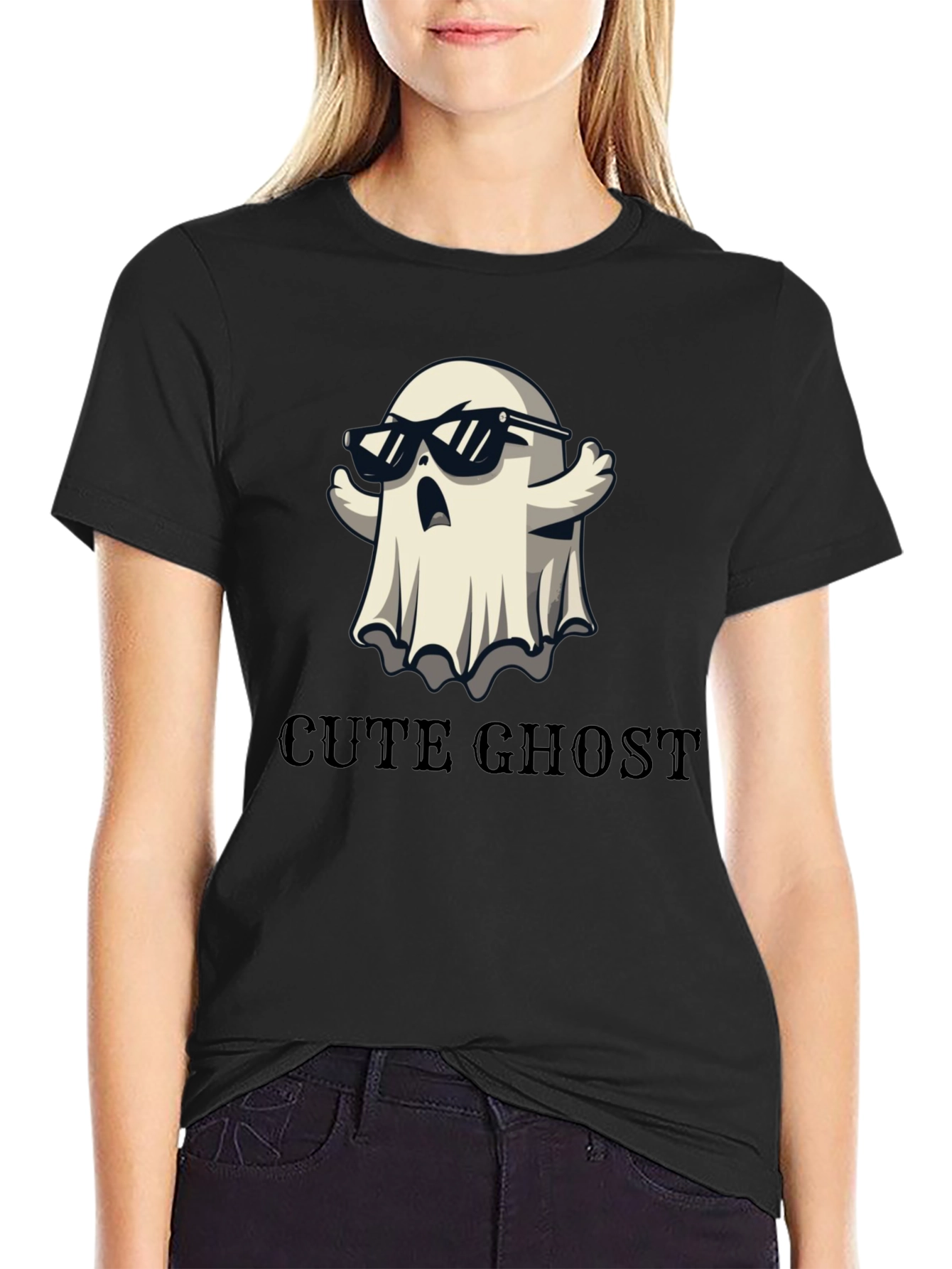Cool Ghost Graphic Tee - Unisex Black T-Shirt