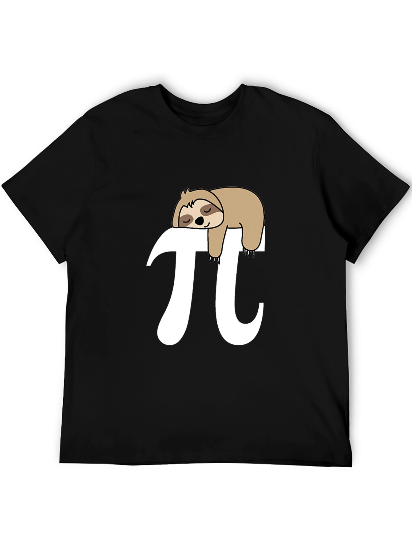 Sloth Nap Pi Funny T-Shirt - Black