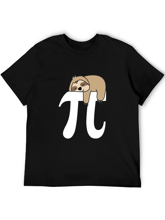 Sloth Nap Pi Funny T-Shirt - Black