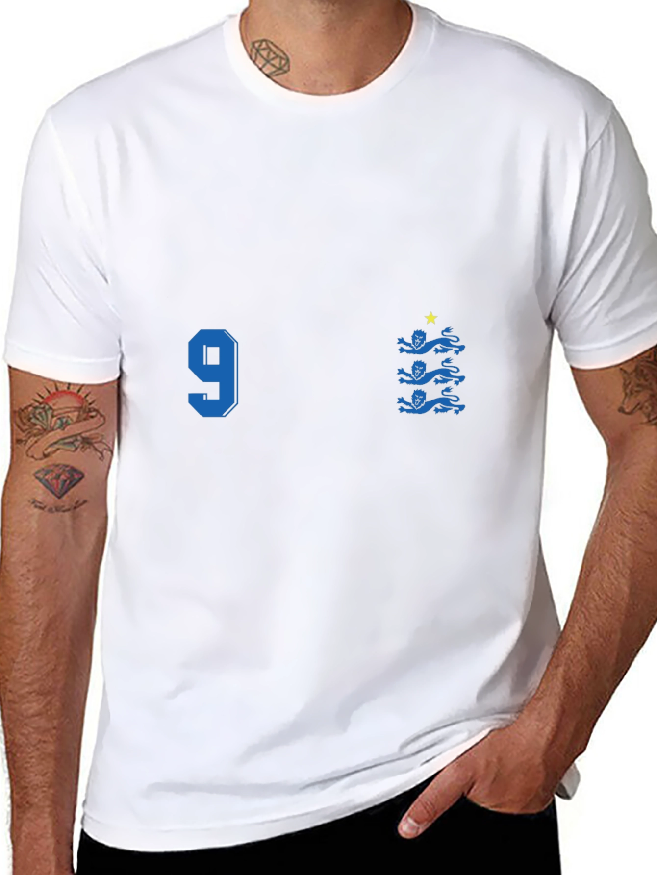 England Football T-Shirt Number 9 Retro