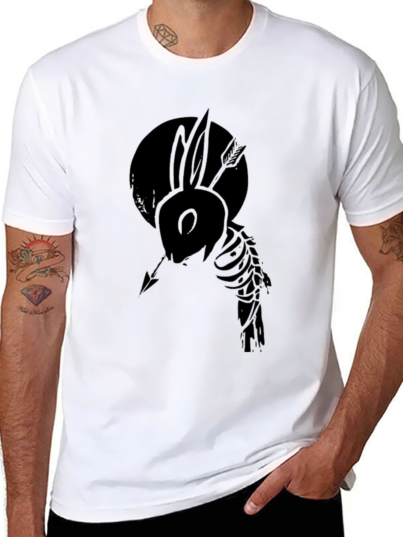 Mens Black Rabbit Arrow Graphic Tee