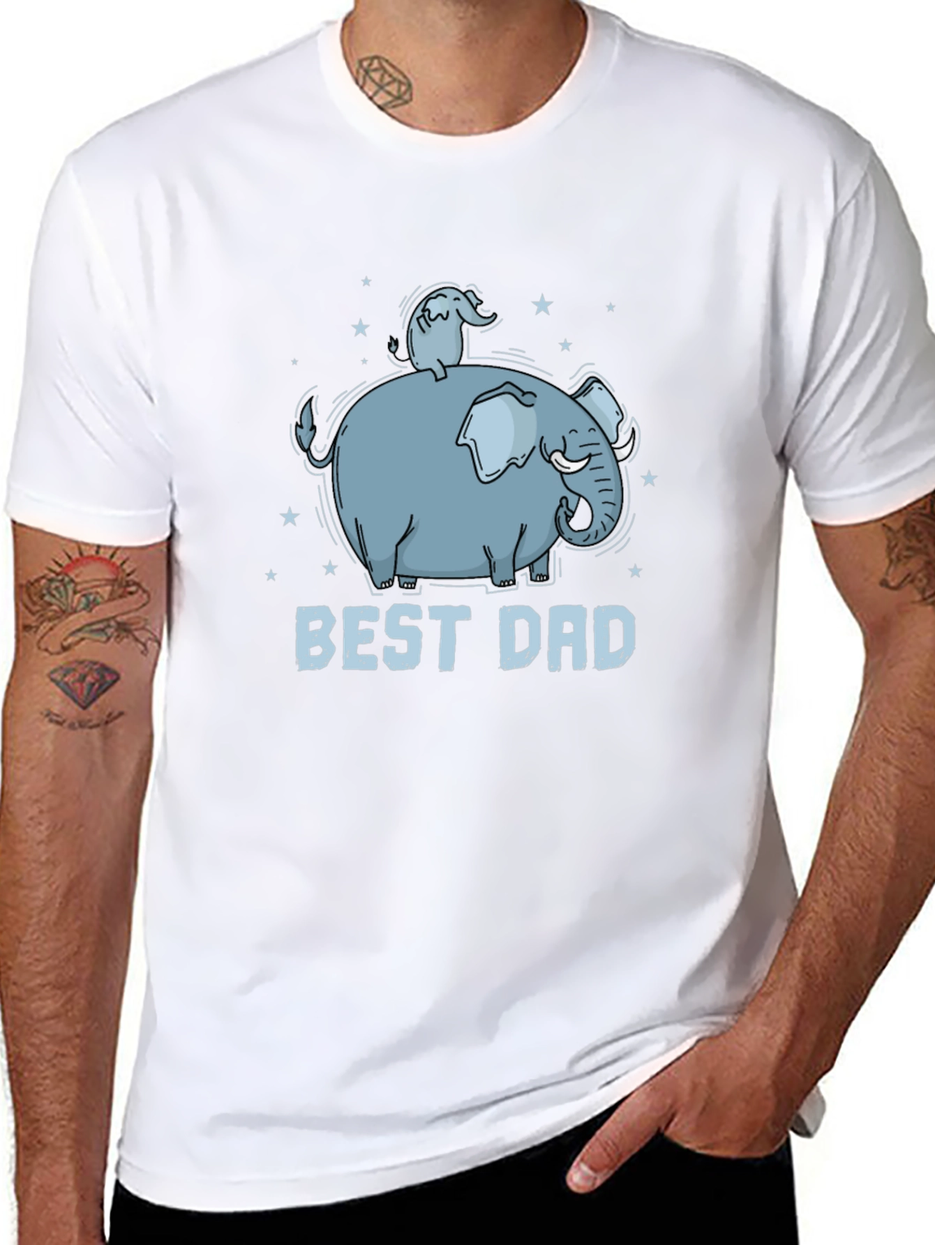 Best Dad Elephant Graphic T-Shirt - Black