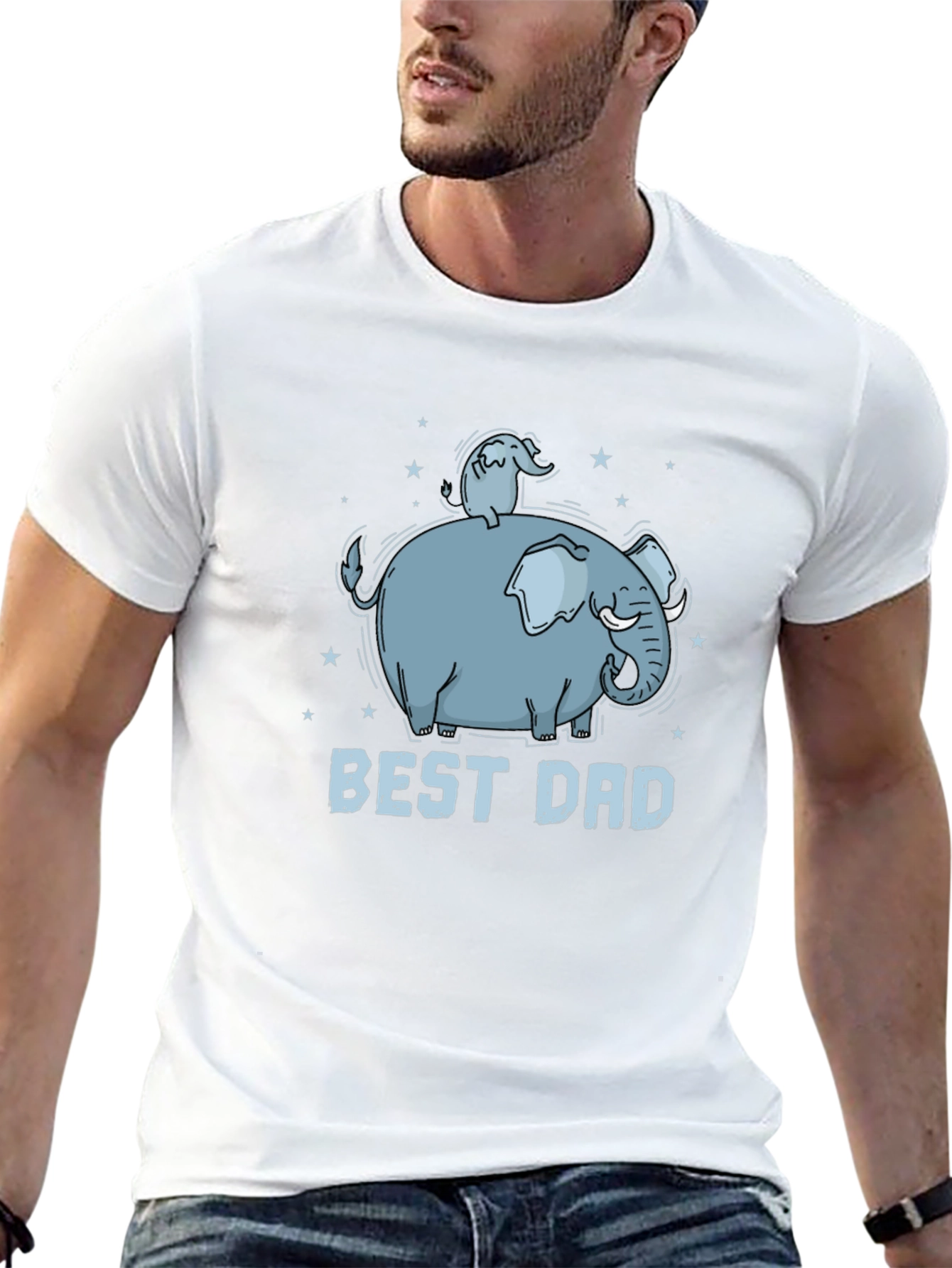 Best Dad Elephant Graphic T-Shirt - Black