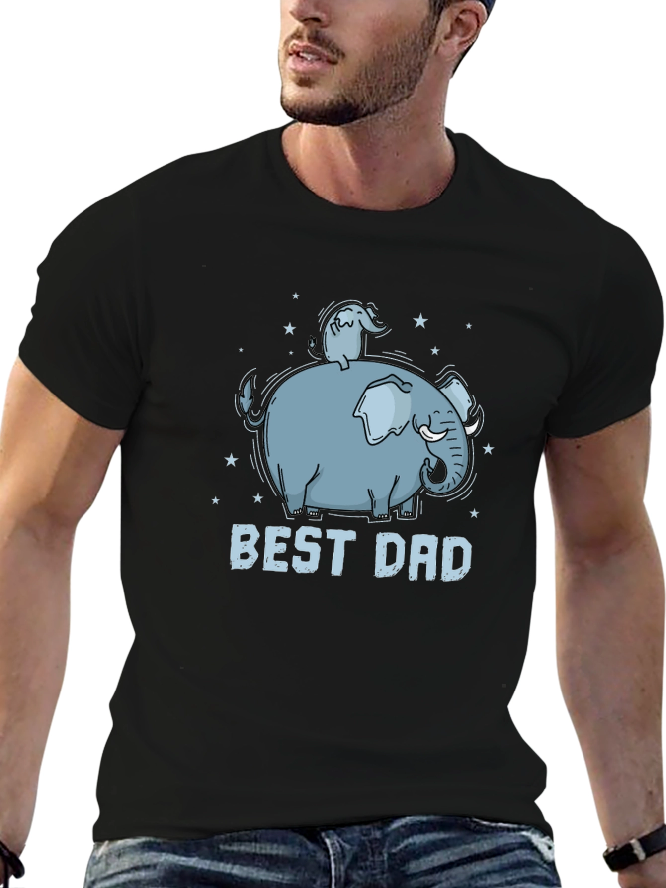 Best Dad Elephant Graphic T-Shirt - Black