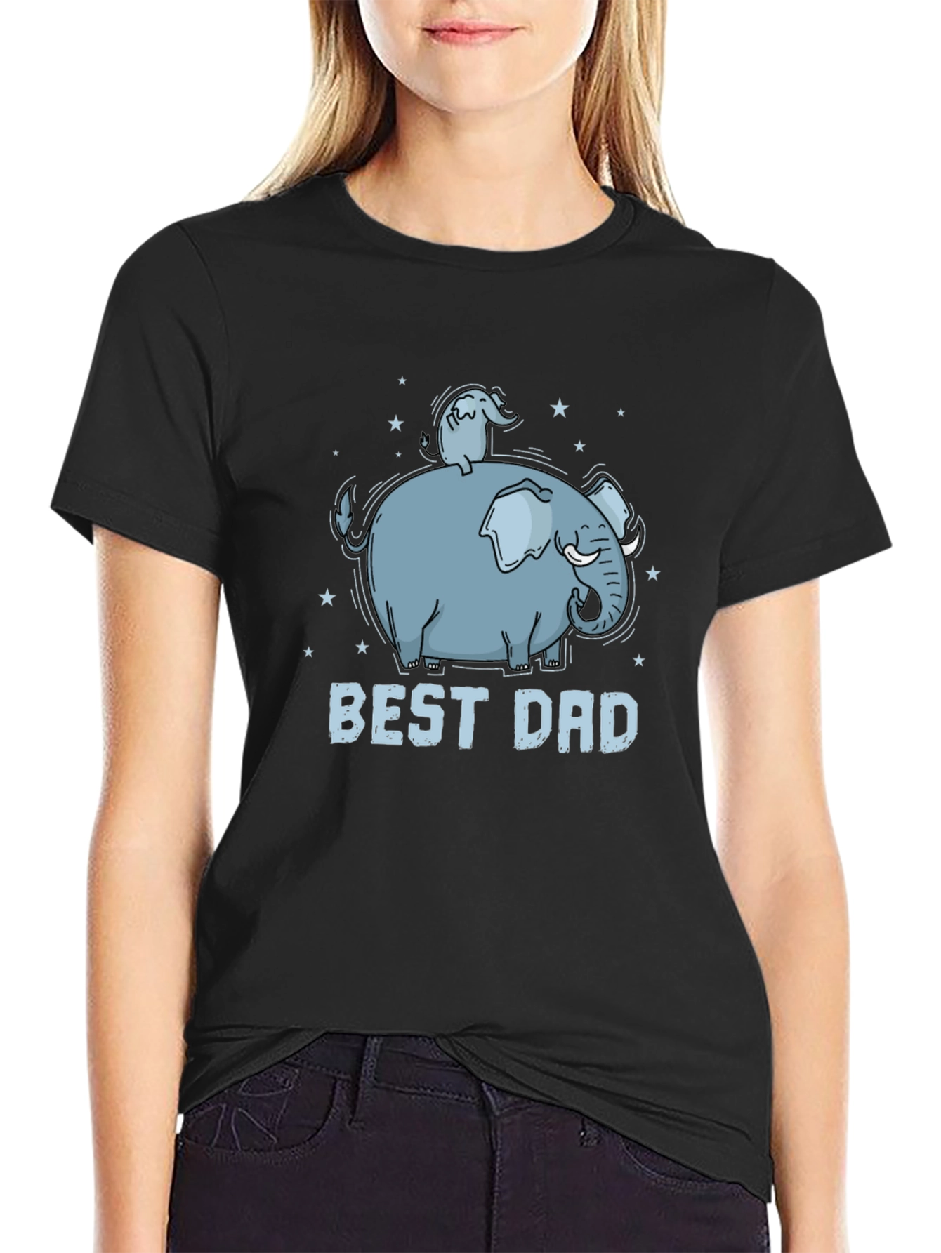 Best Dad Elephant Graphic T-Shirt - Black