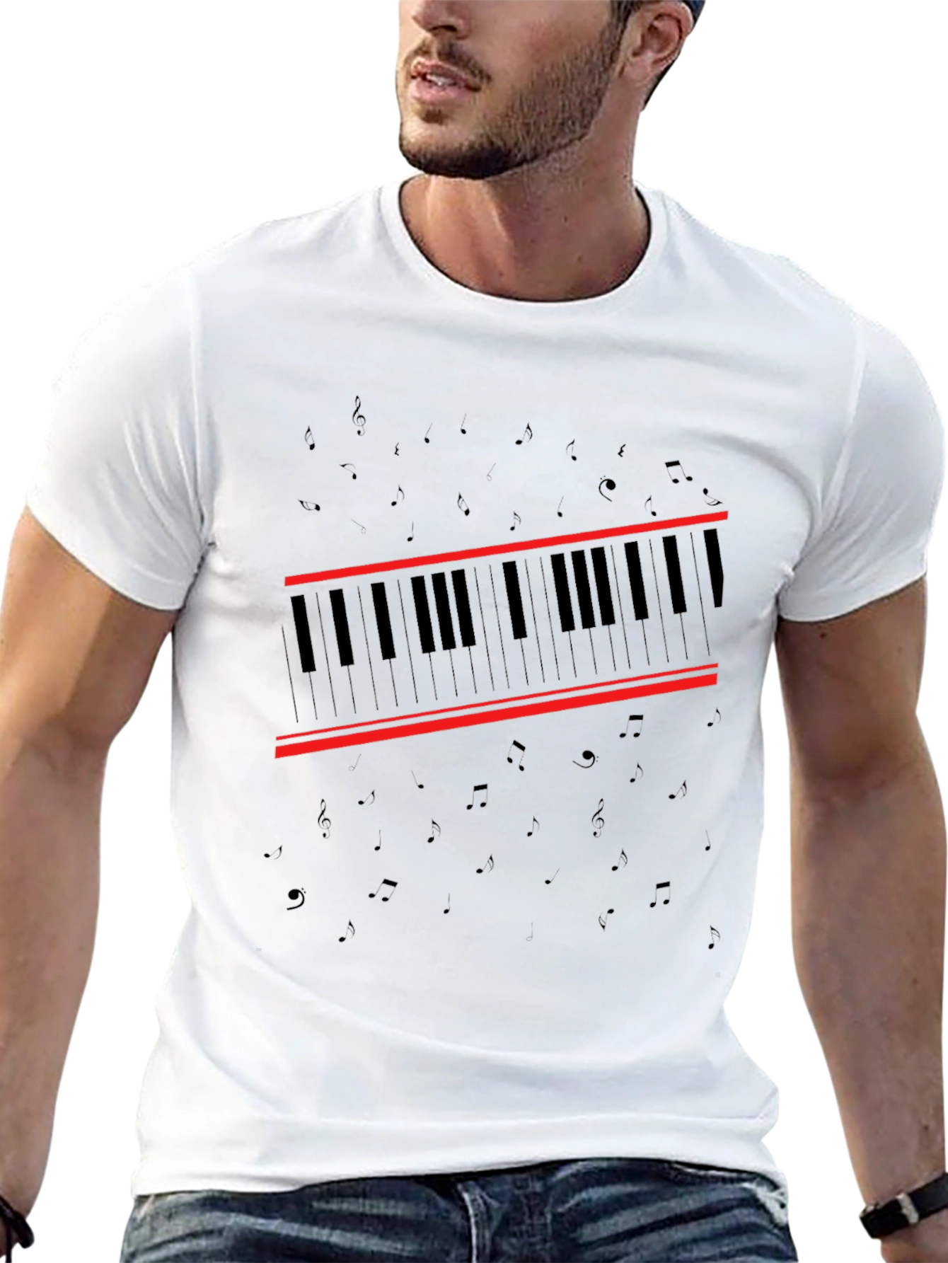 Piano Keys Graphic Black T-Shirt