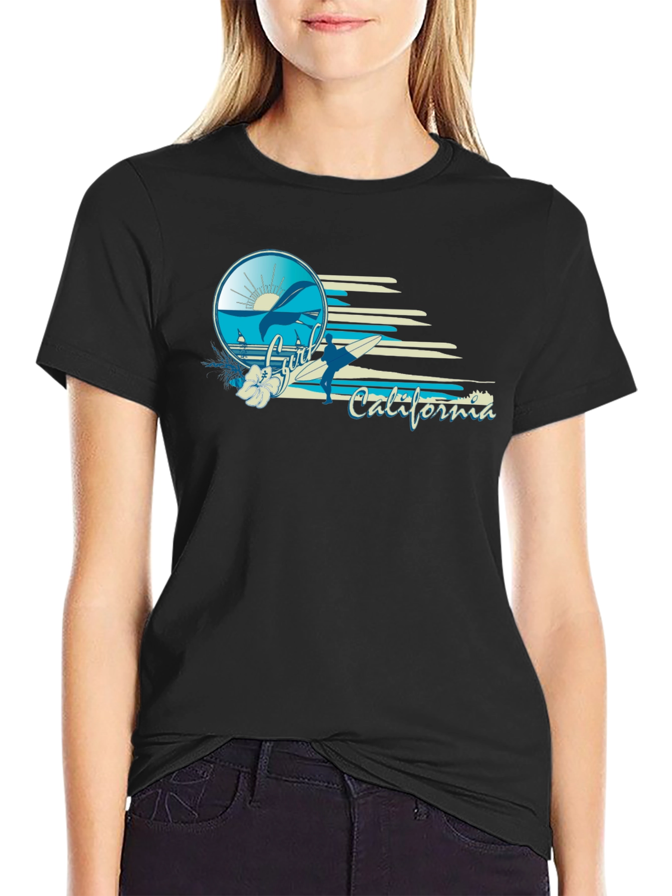Surfer California Black T-Shirt