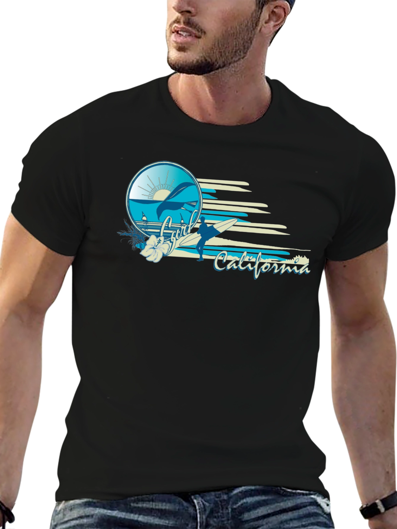 Surfer California Black T-Shirt