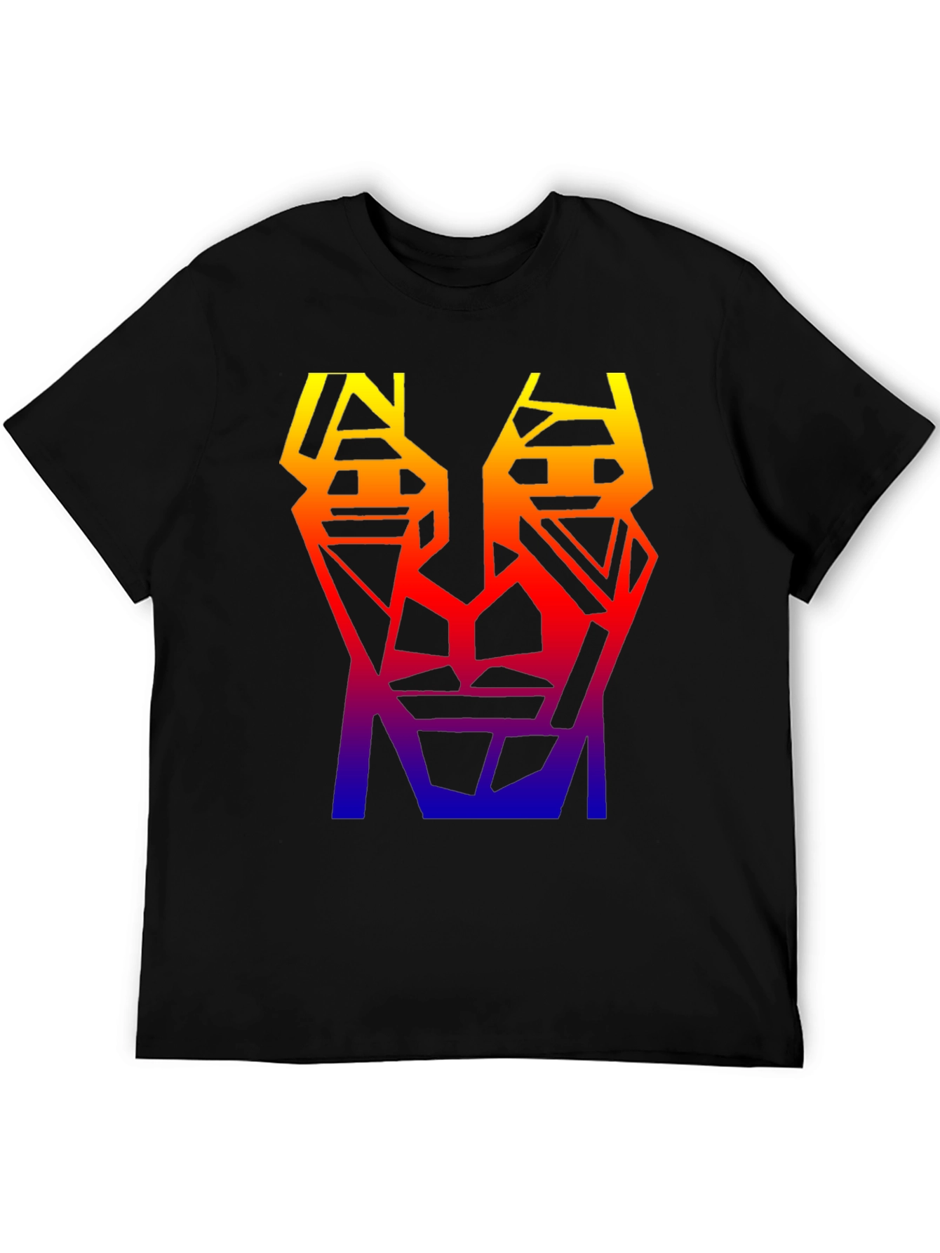 Geometric Gradient T-Shirt - Abstract Face Design