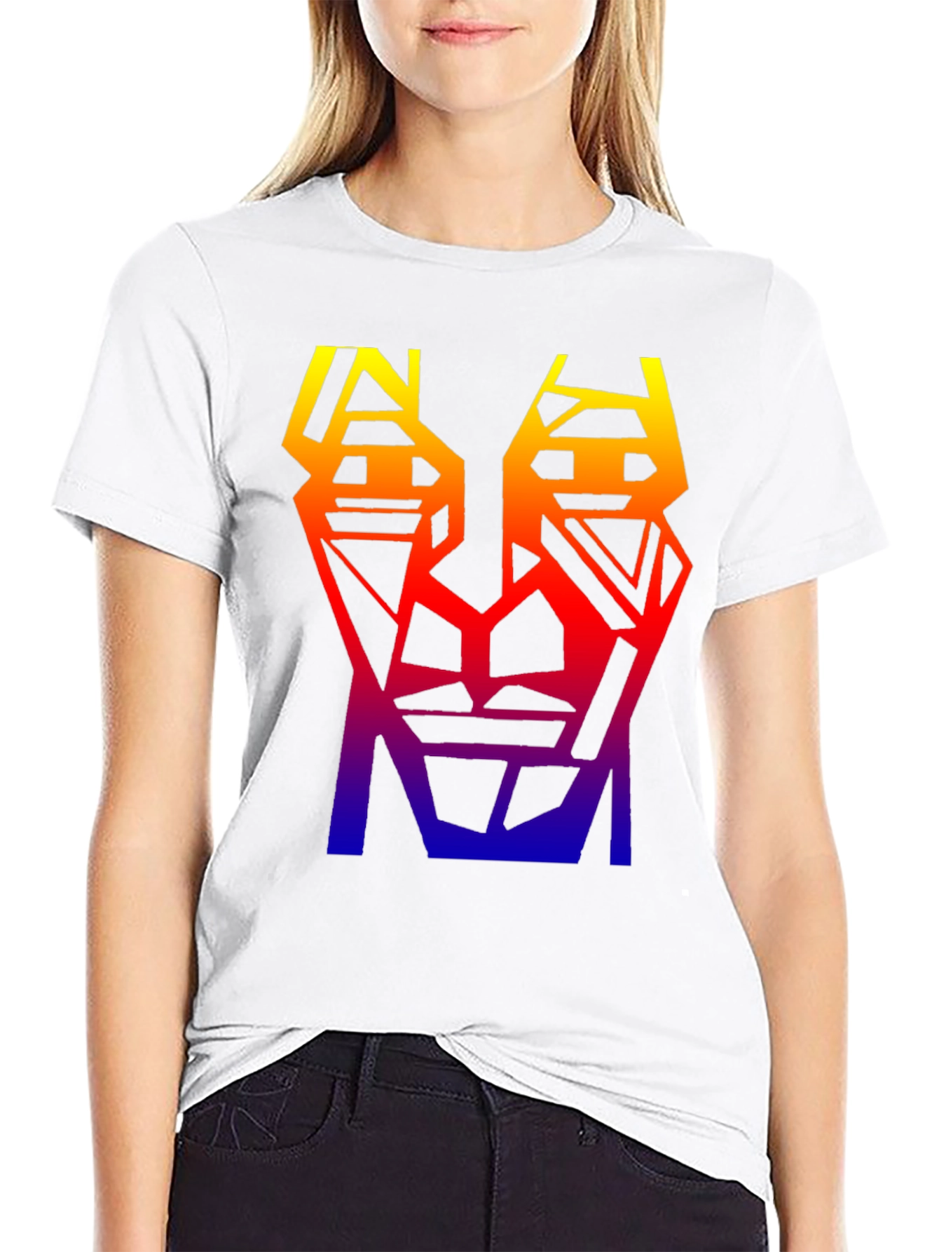 Geometric Gradient T-Shirt - Abstract Face Design
