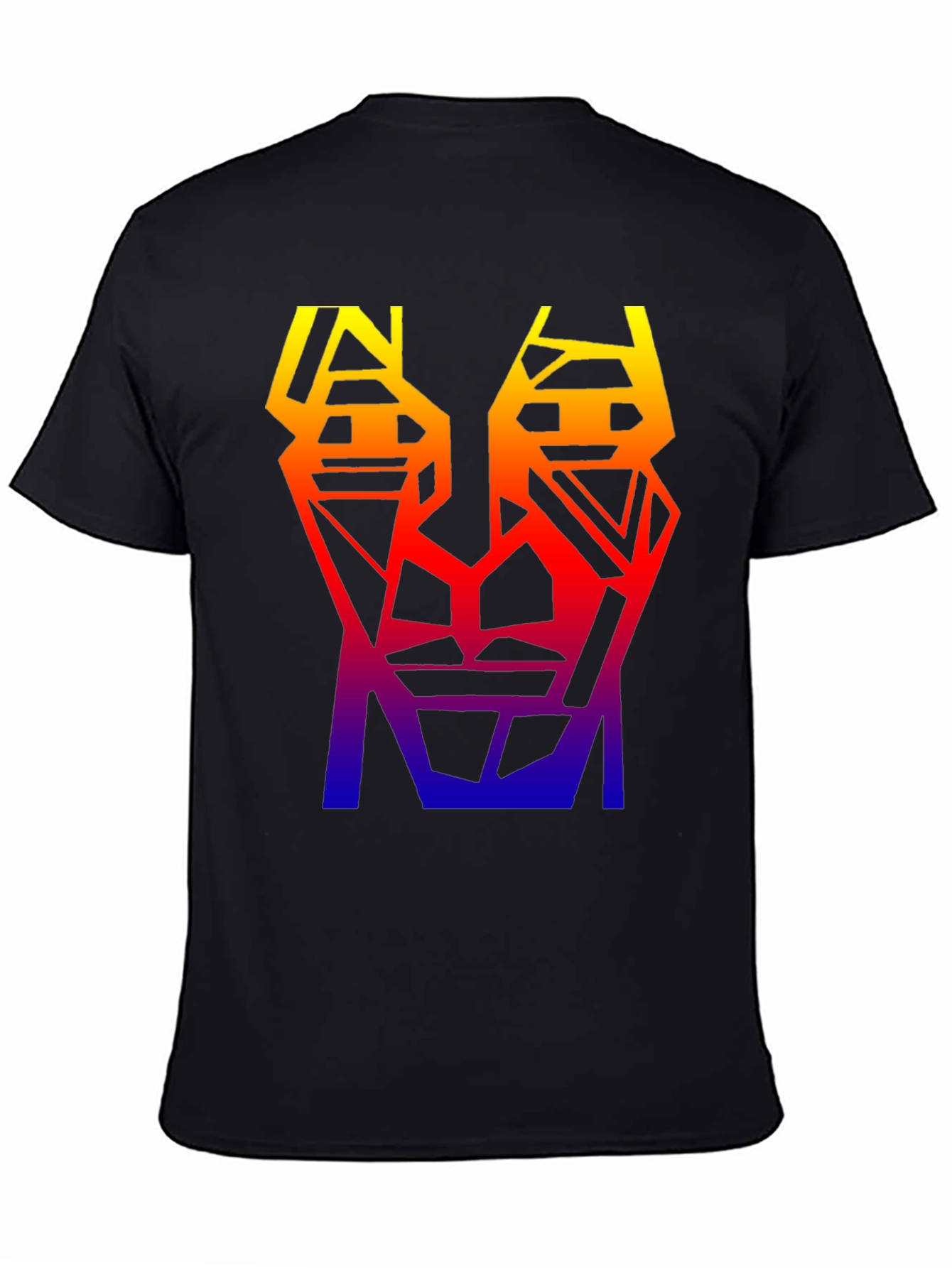 Geometric Gradient T-Shirt - Abstract Face Design