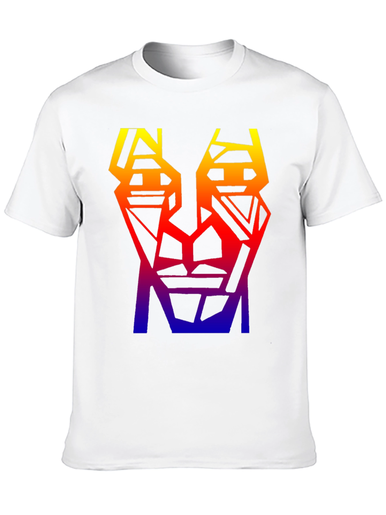 Geometric Gradient T-Shirt - Abstract Face Design