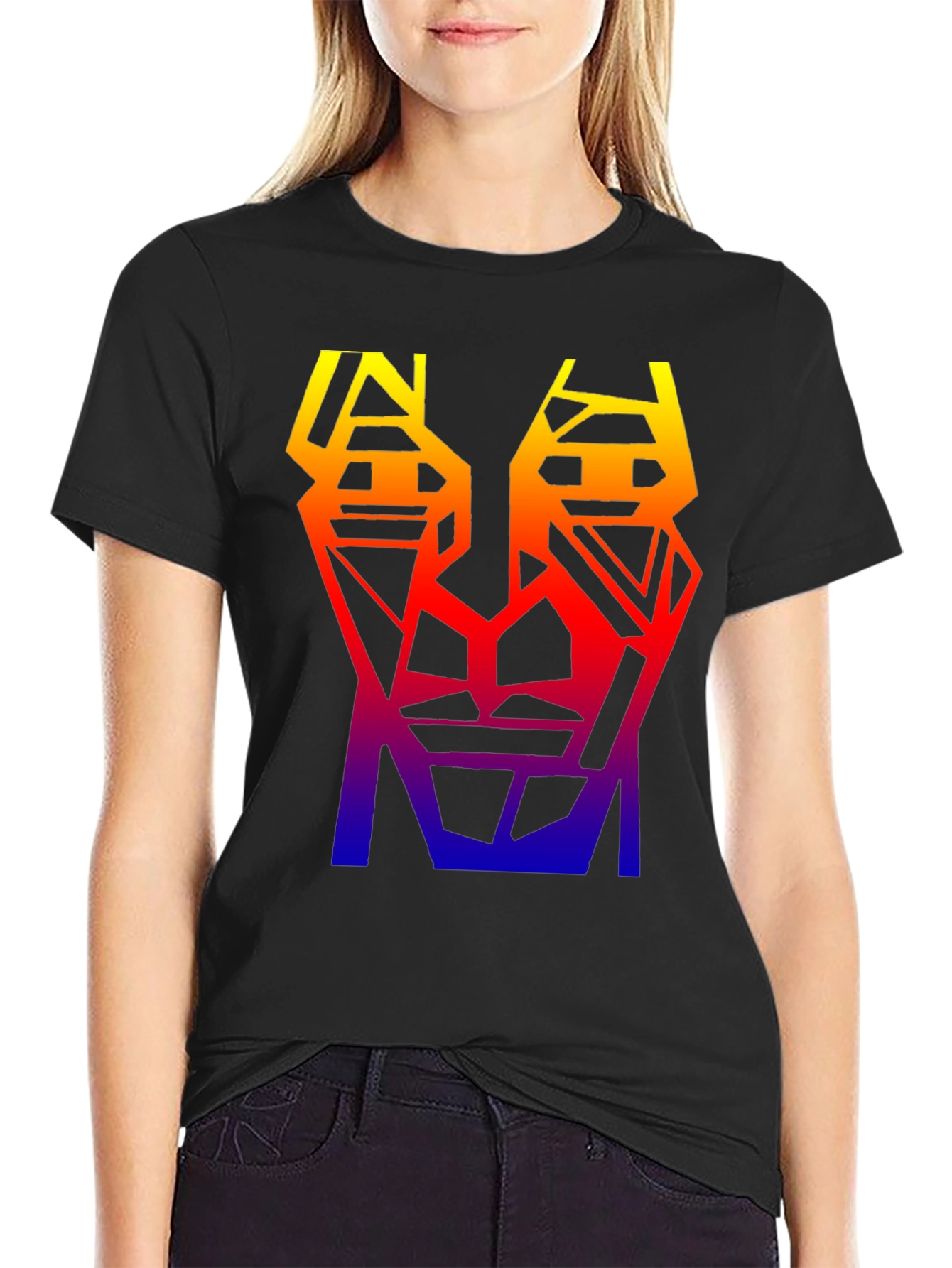 Geometric Gradient T-Shirt - Abstract Face Design