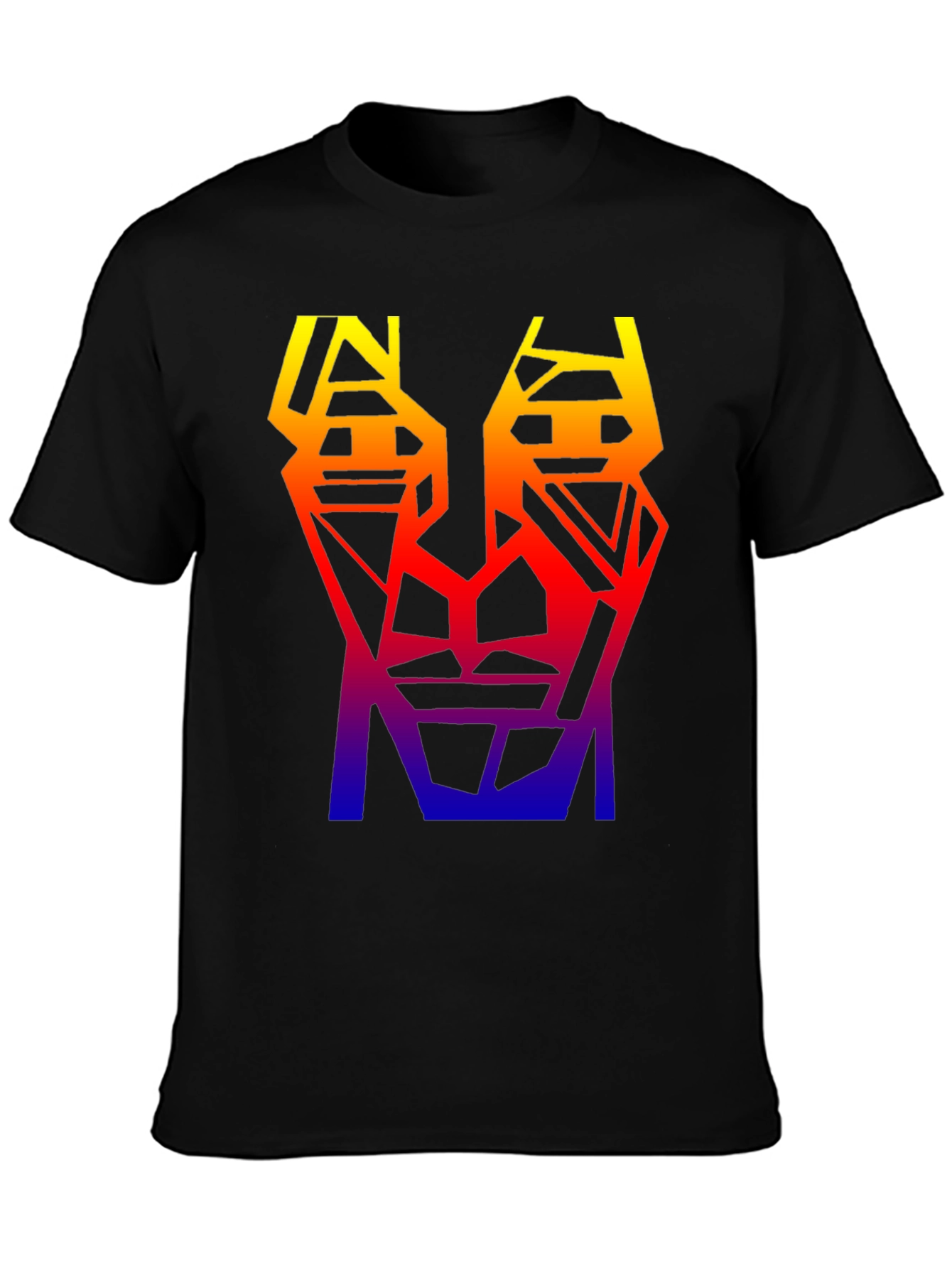 Geometric Gradient T-Shirt - Abstract Face Design