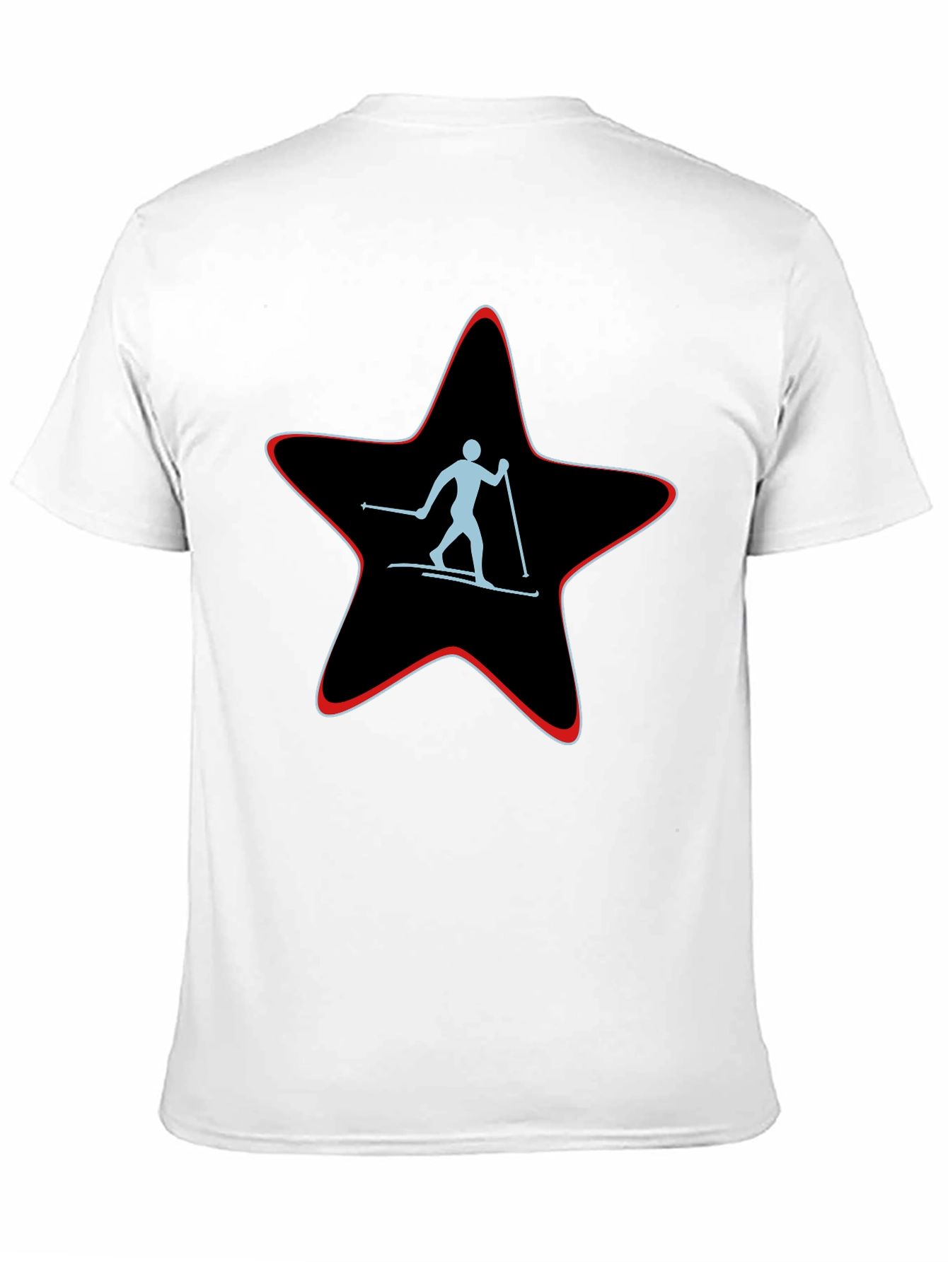 Skiing Star Graphic Tee - Black Cotton T-Shirt