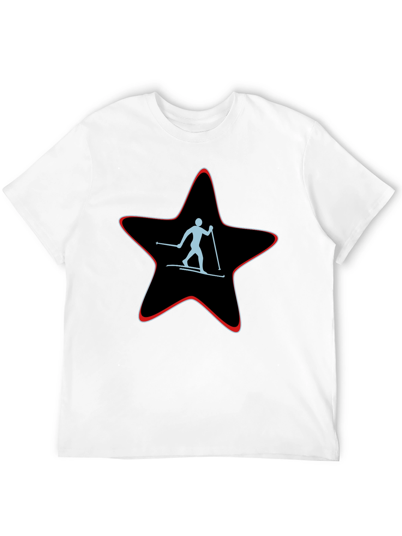 Skiing Star Graphic Tee - Black Cotton T-Shirt