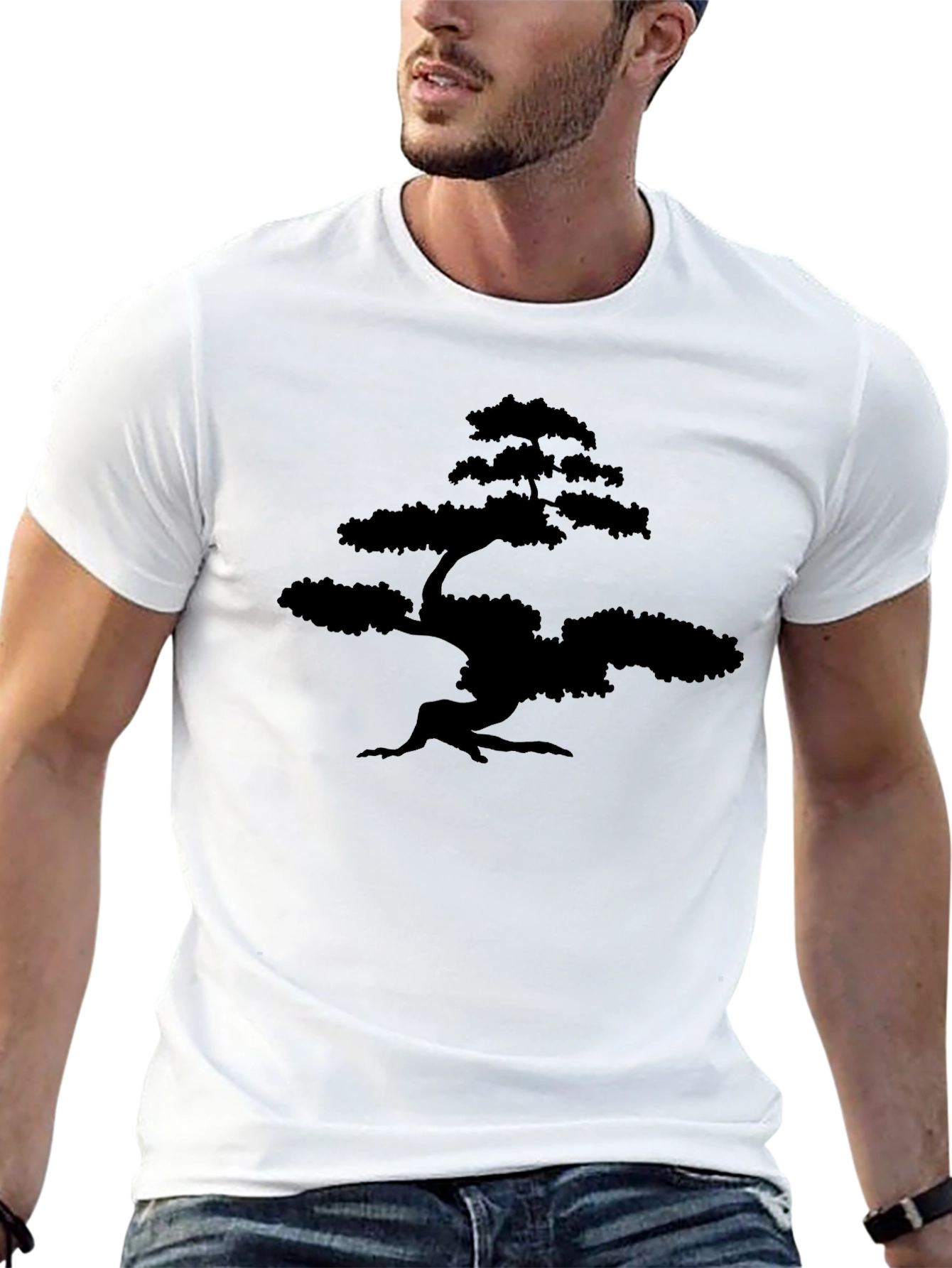 Bonsai Tree Graphic Tee - Stylish Black T-Shirt